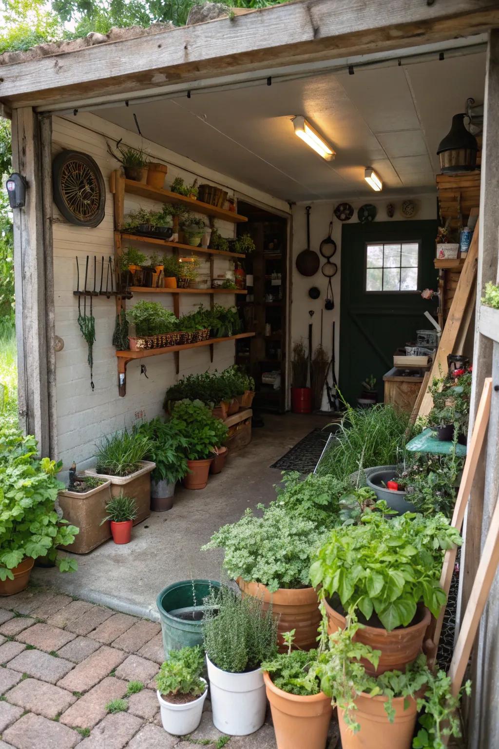 An interior garden introduces freshness and vitality to the space.