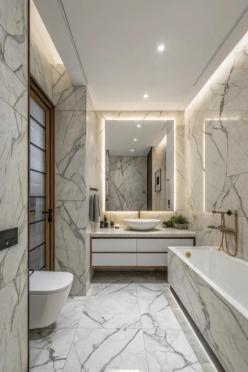 Subtle veining within marble imparts sophistication and texture.