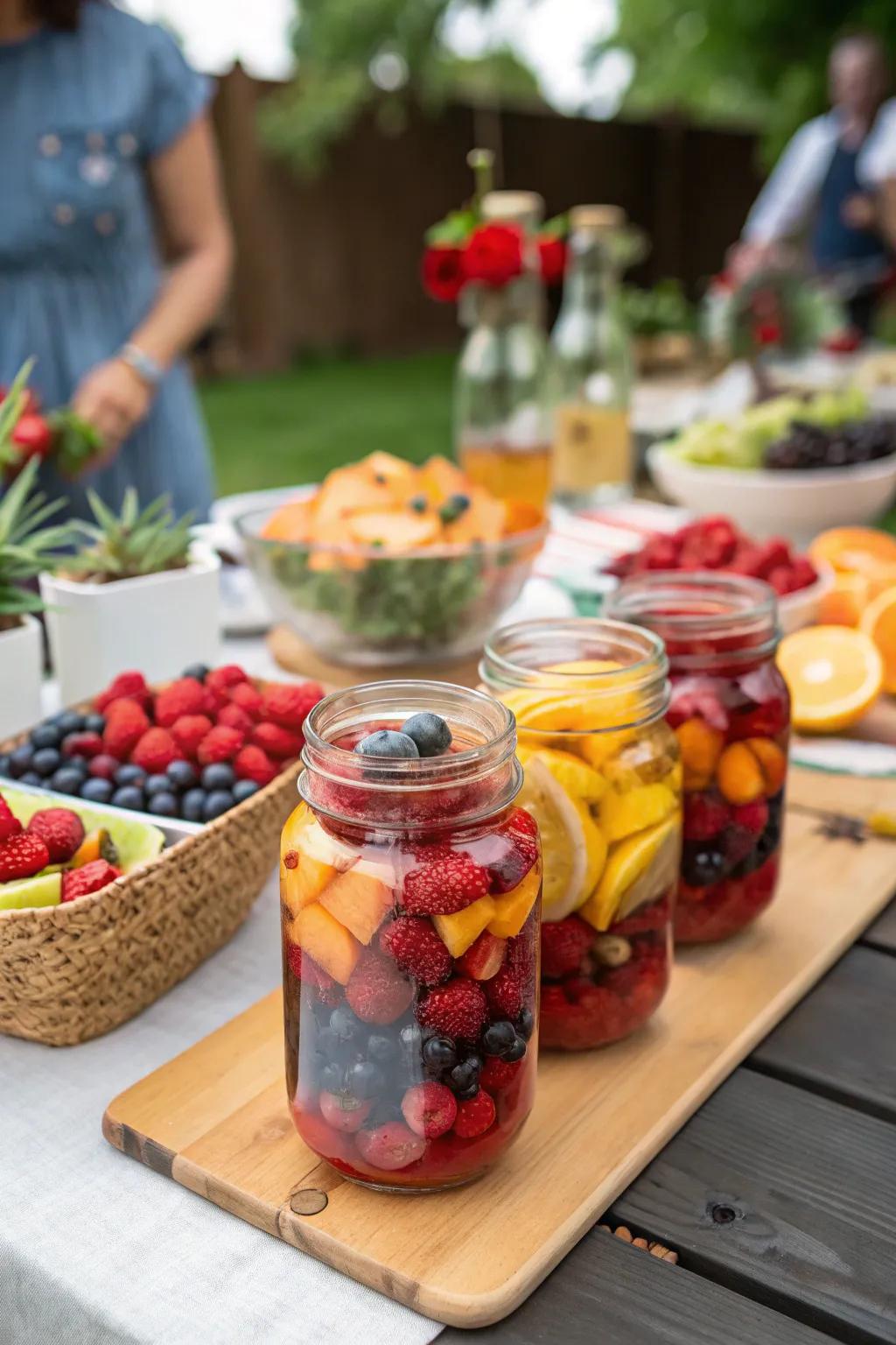 Vibrant fruit-infused utility canister centerpieces.