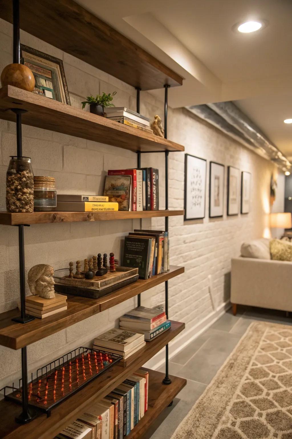 Maintain a tidy and fashionable area through carefully considered shelving options.