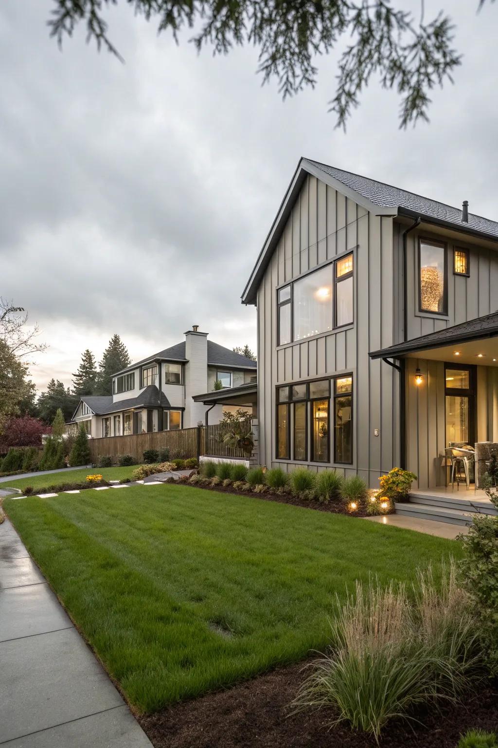 A chic residential dwelling showcasing matte finish metal cladding for a sophisticated visual.