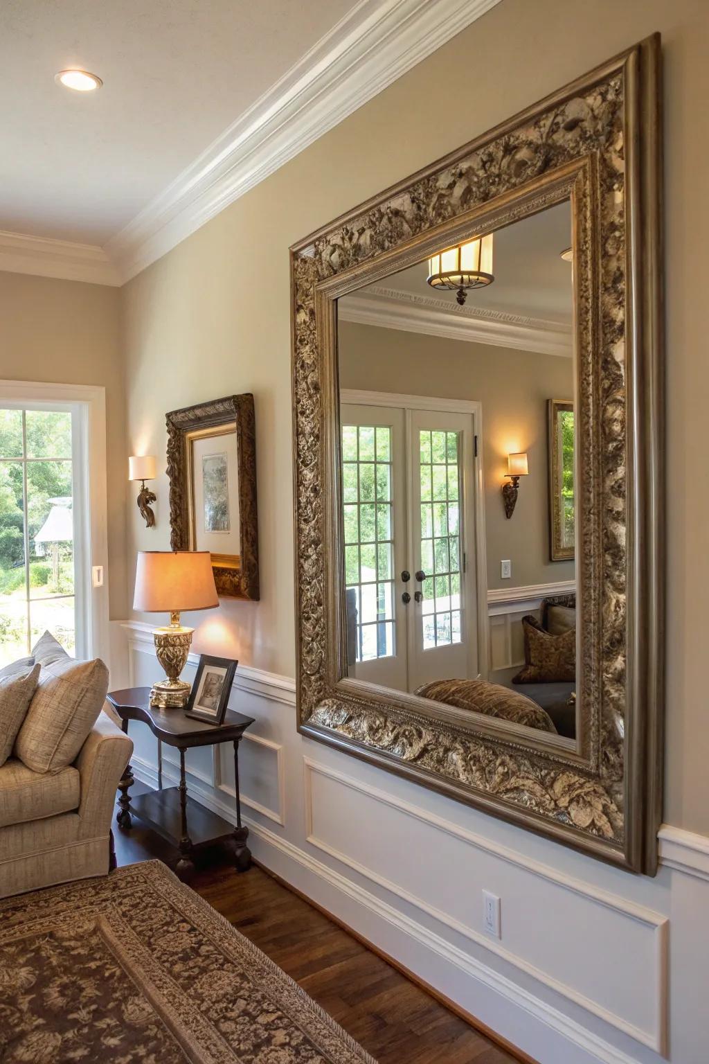 Reflections detailed with artistic perimeters can fulfill the role of focal points within any area.