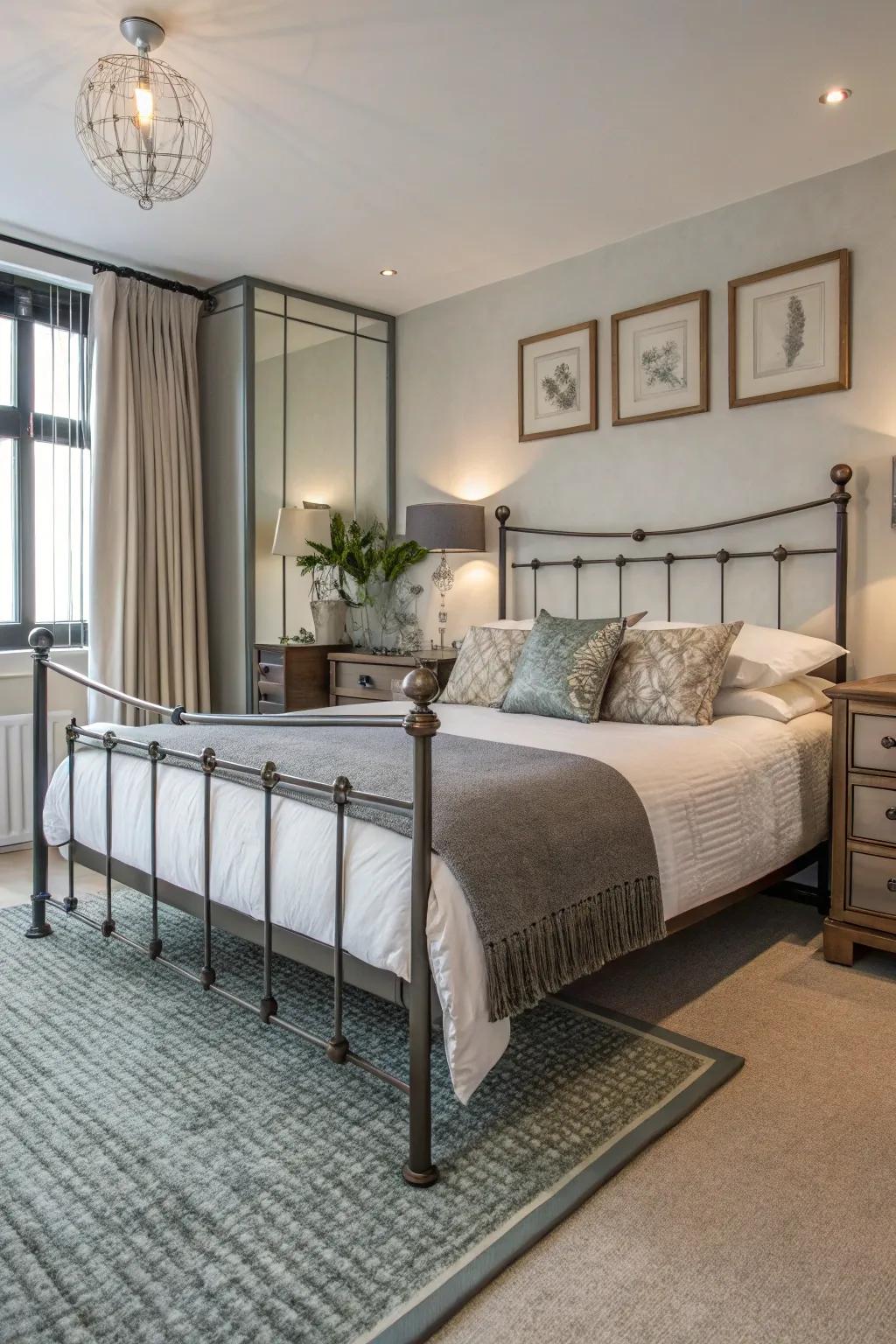 Unexpected materials bring an edgy twist to bedroom decor.