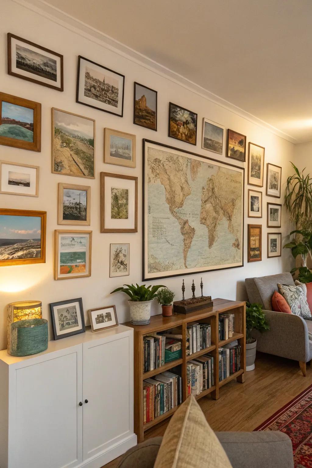 This thematic gallery wall tells a compelling, focused story.
