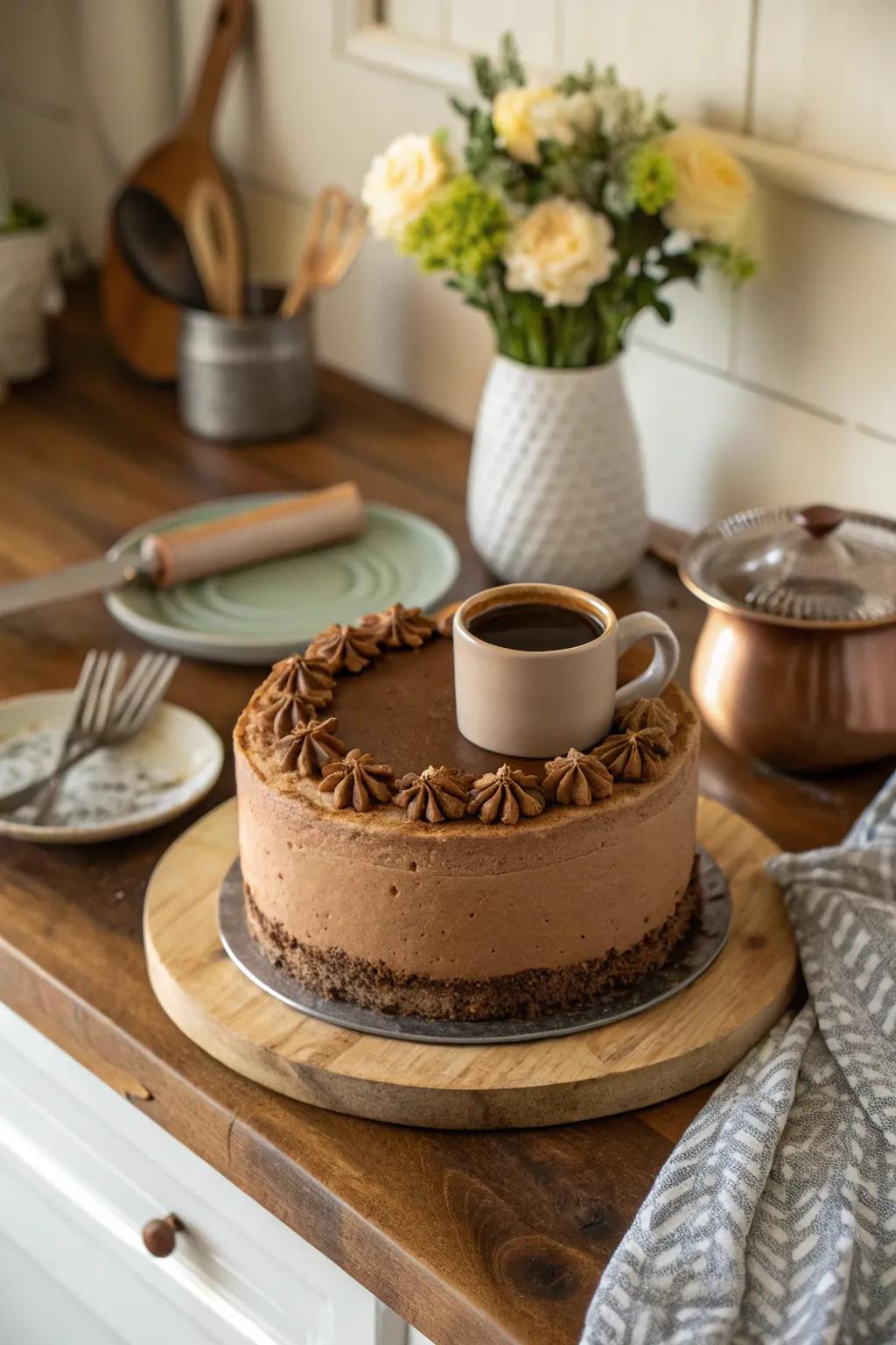 A miniature java cup imparts a playful allure to a