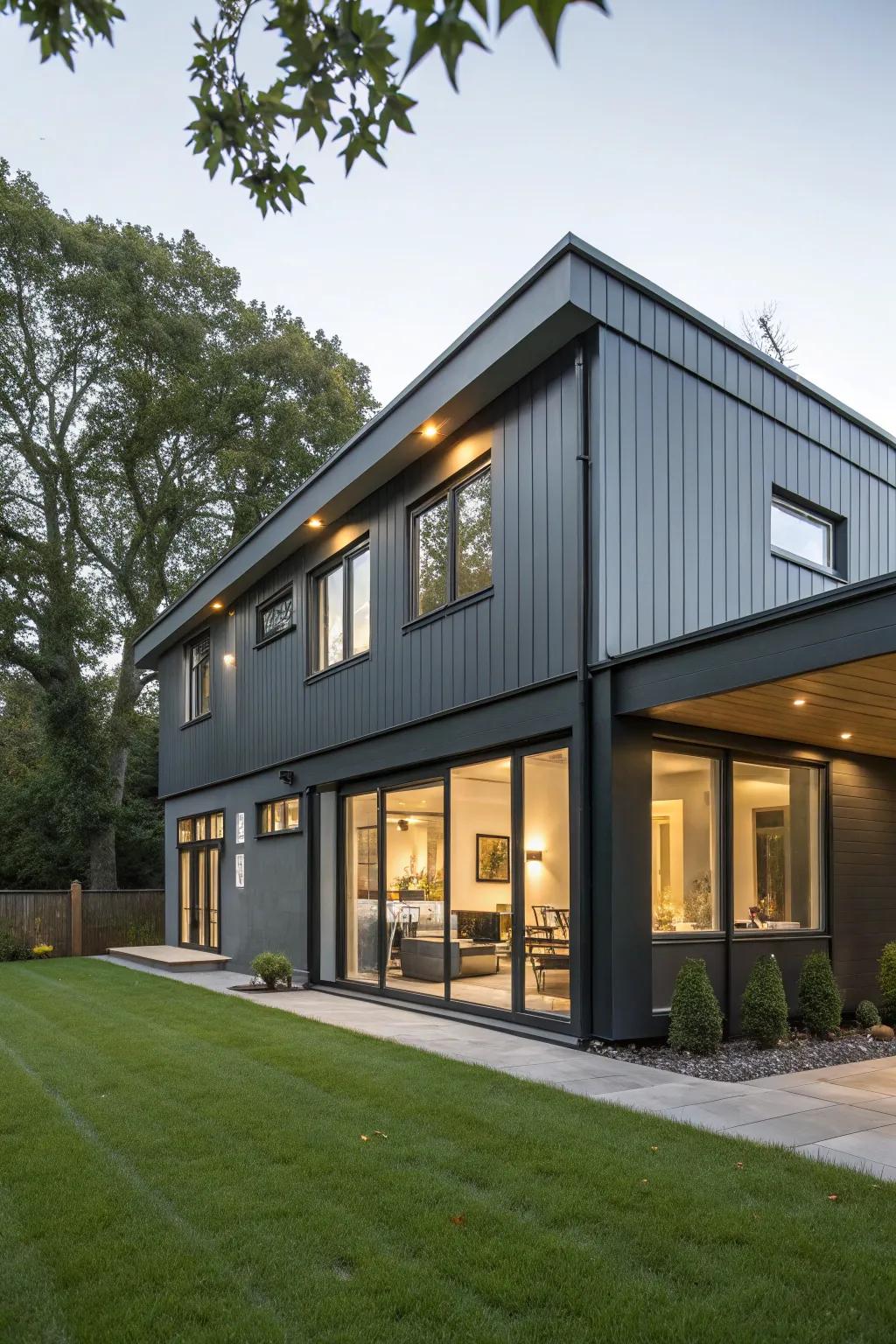 Dark grey and continuous perimeters for a unified, modern look.