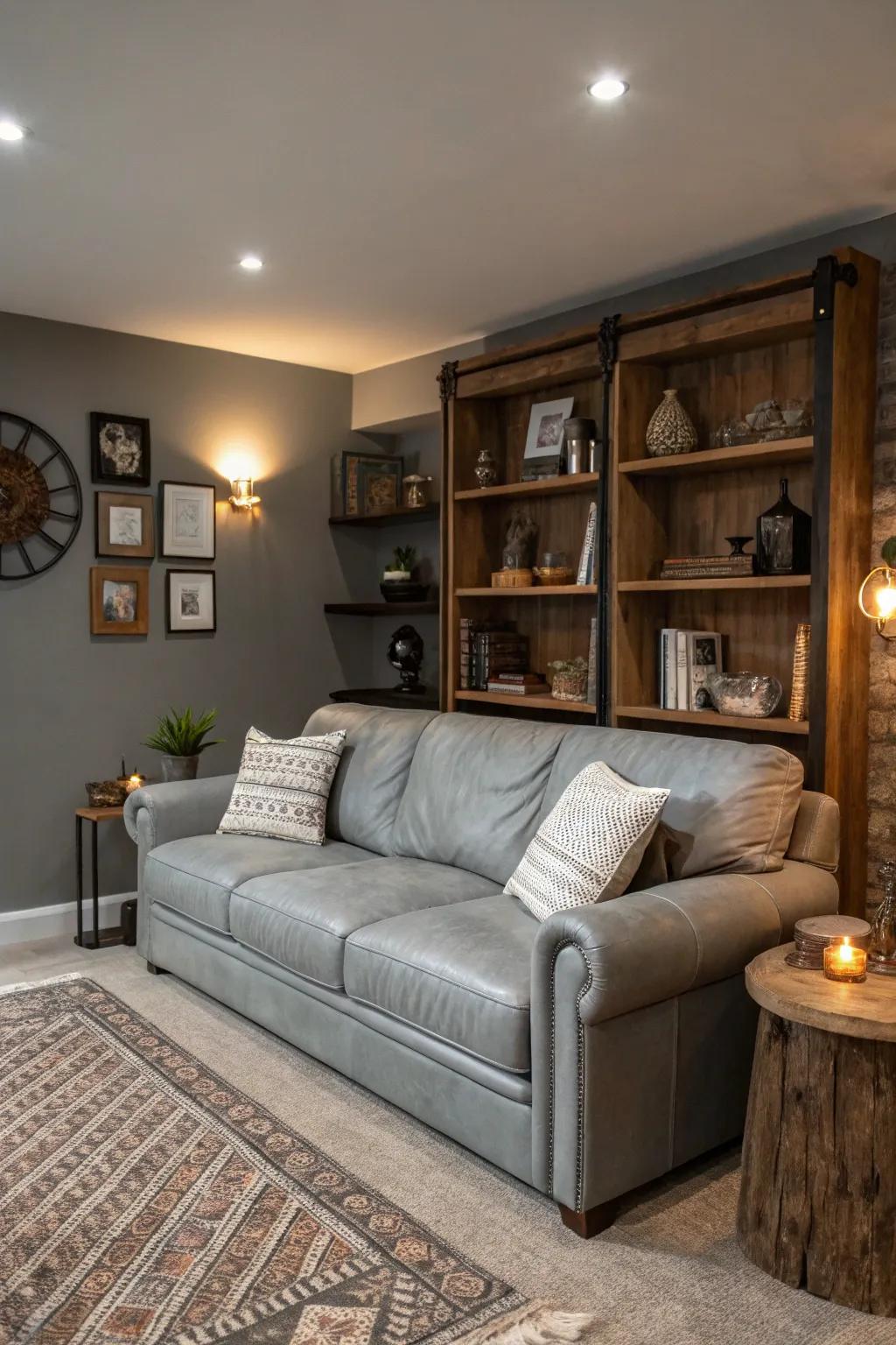 A balanced blend of light and dark shades in a contemporary lounge.