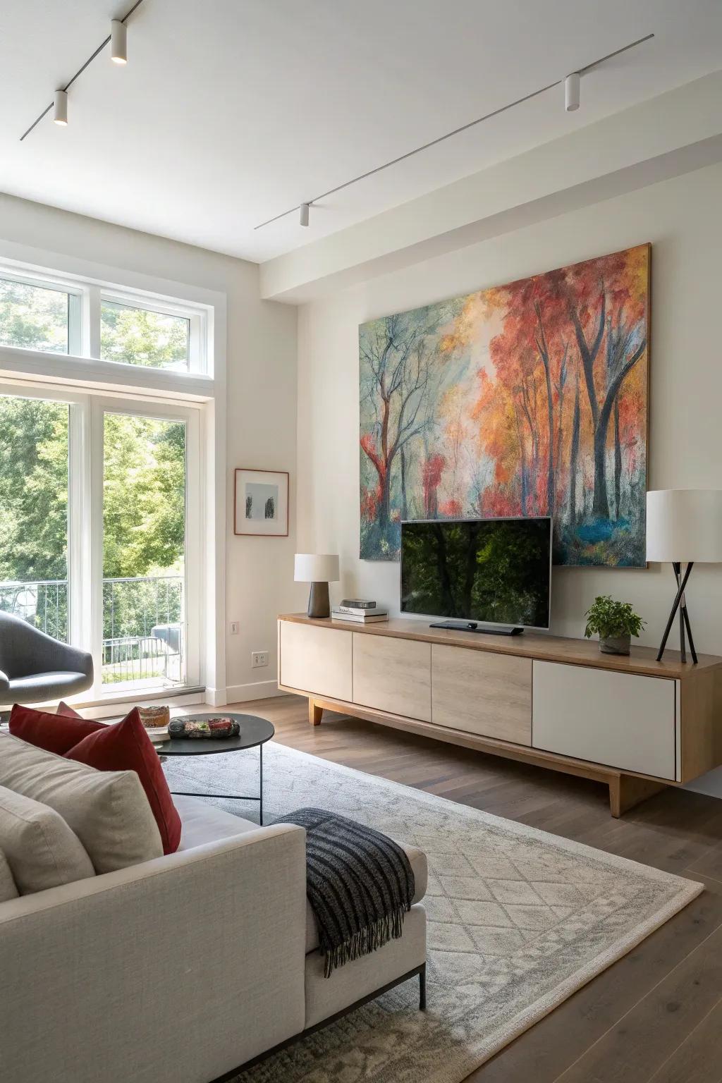 Artwork pieces that personalize and enhance the contemporary aesthetic.