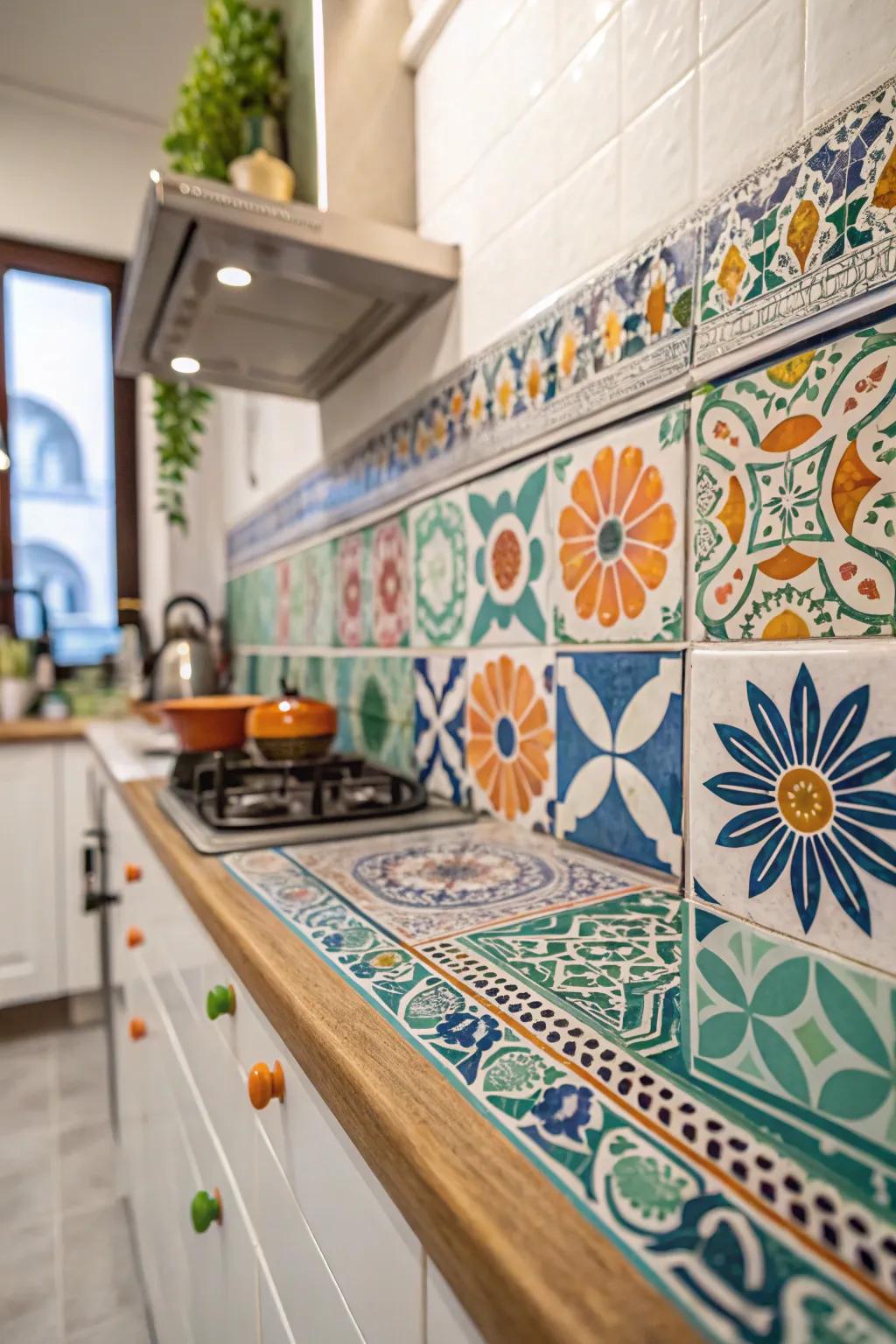 Zellige tiles give kitchen walls a distinctive artisanal appeal.