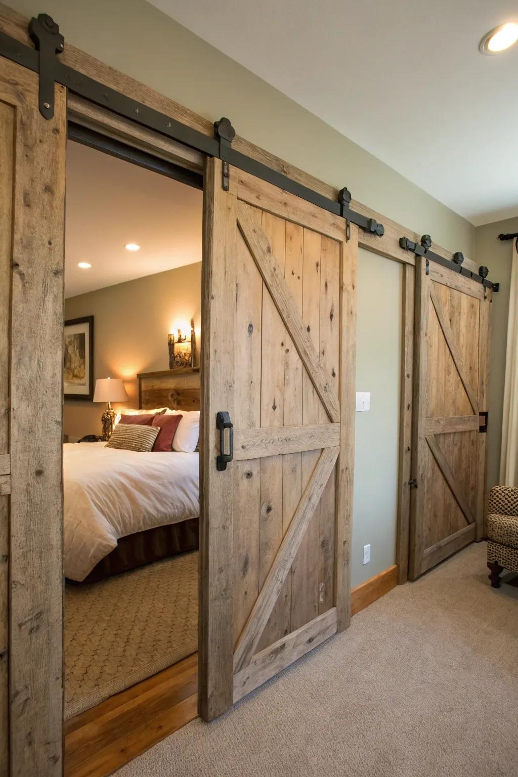 Barn entrances incorporate authenticity and practical elegance.