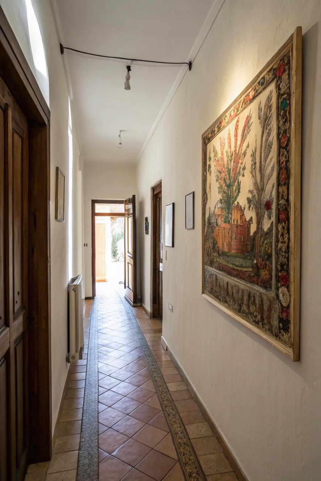 Large art can create a bold statement in tight spaces.