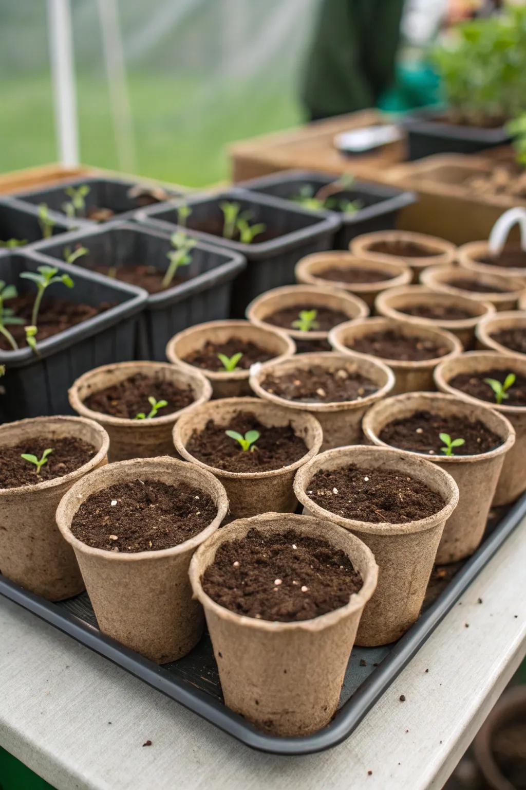 Eco-friendly party favors using seed starters.