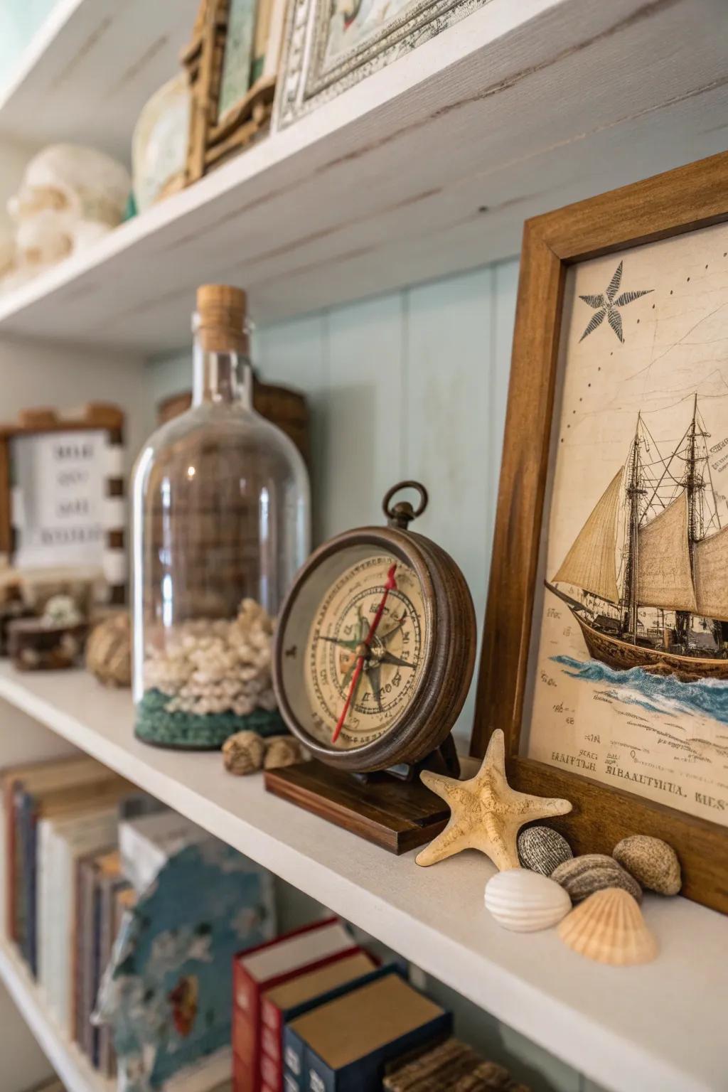 Antique nautical devices enrich your decor with intrigue and history.
