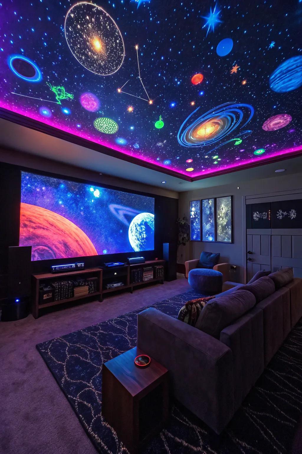 Commence on a neon celestial excursion.