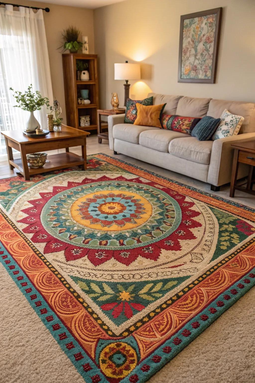 A striking ground covering can transform the whole room.