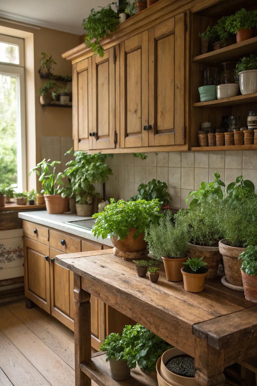 Flora brings life and vibrancy to oak kitchens.