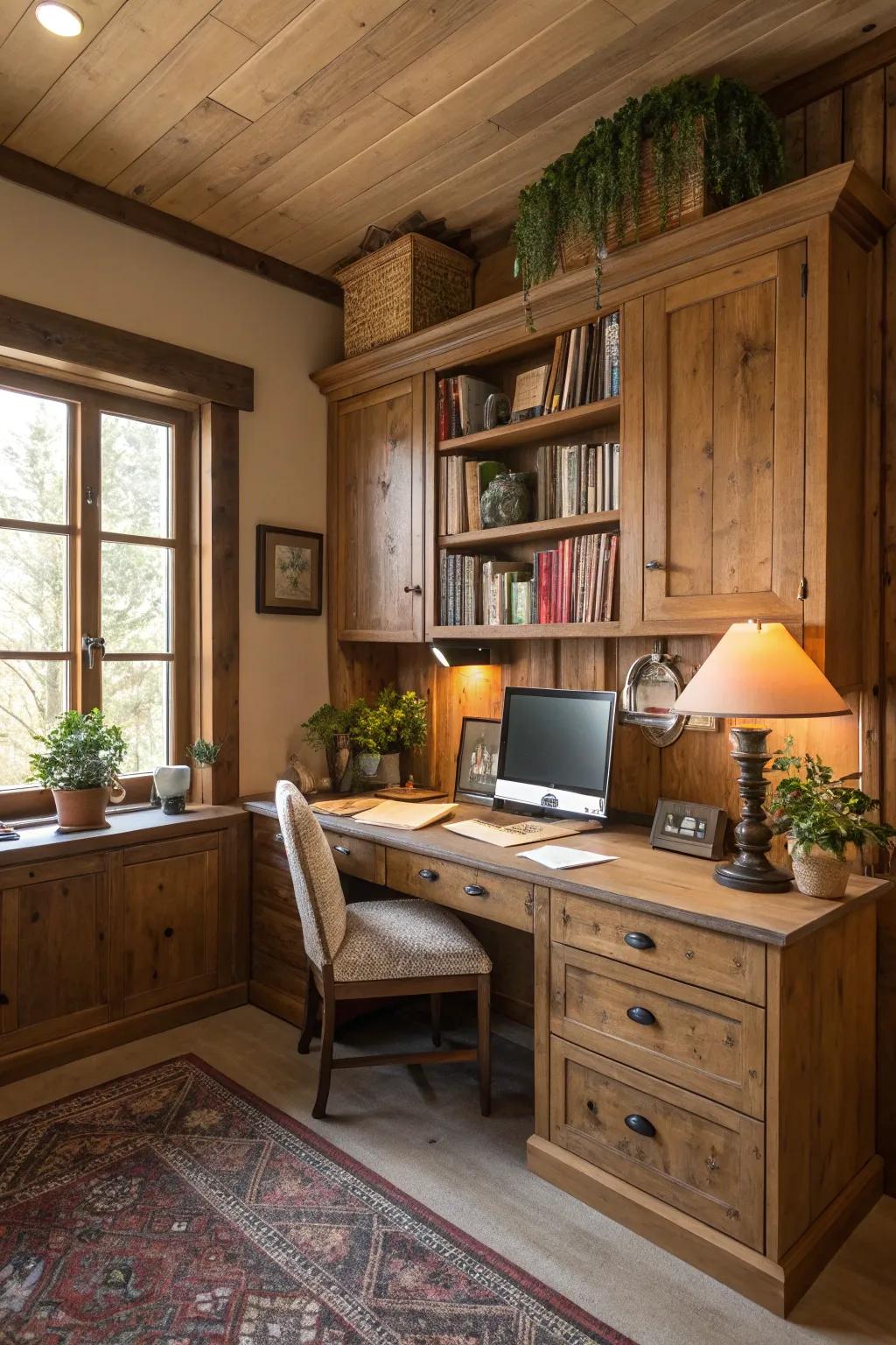 Infuse warmth through natural wood cabinets.