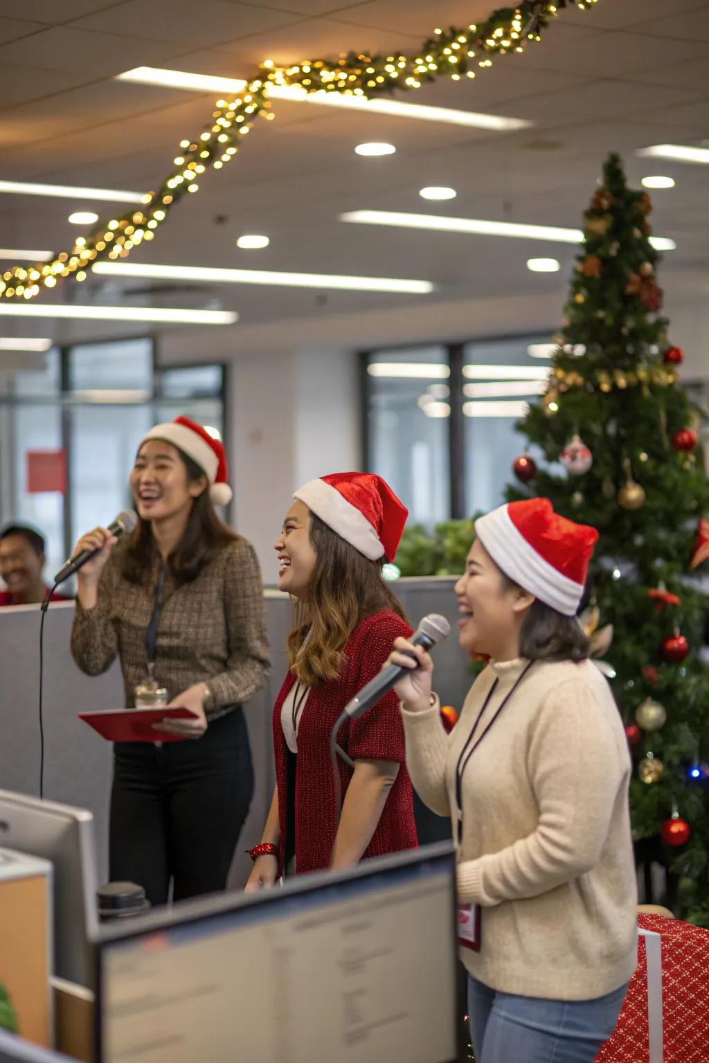 Sing your heart out with Holiday tune karaoke.