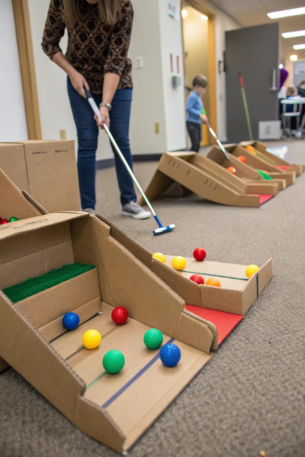 Craft eco-friendly ramps using reused containers.