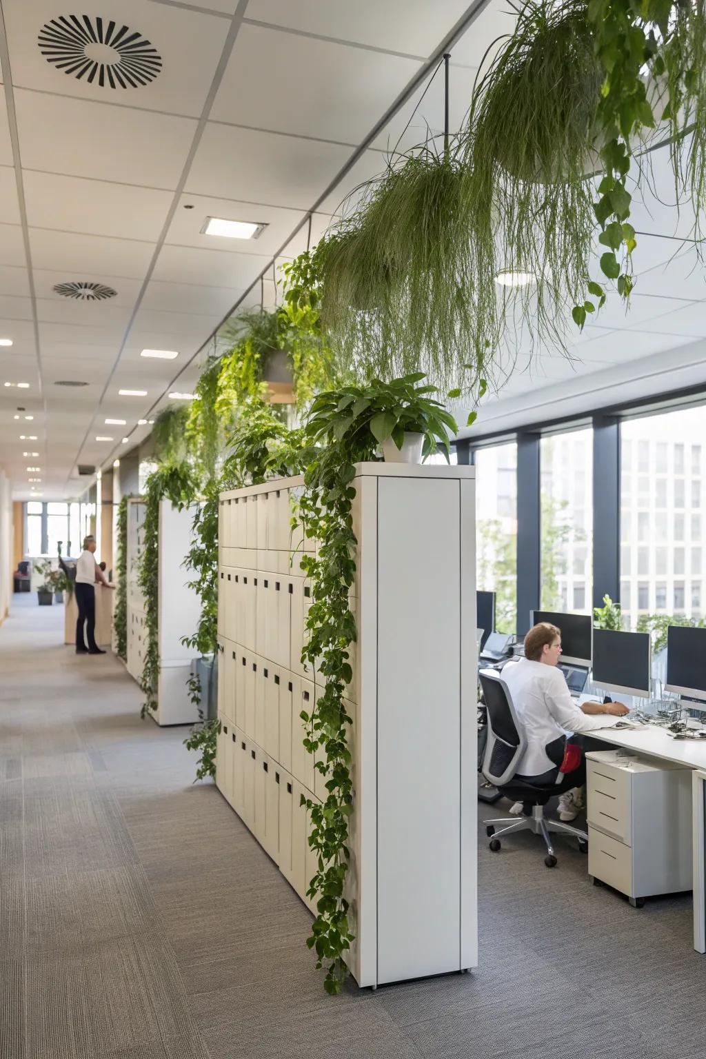 In smaller offices, space is optimized by vertical design elements.