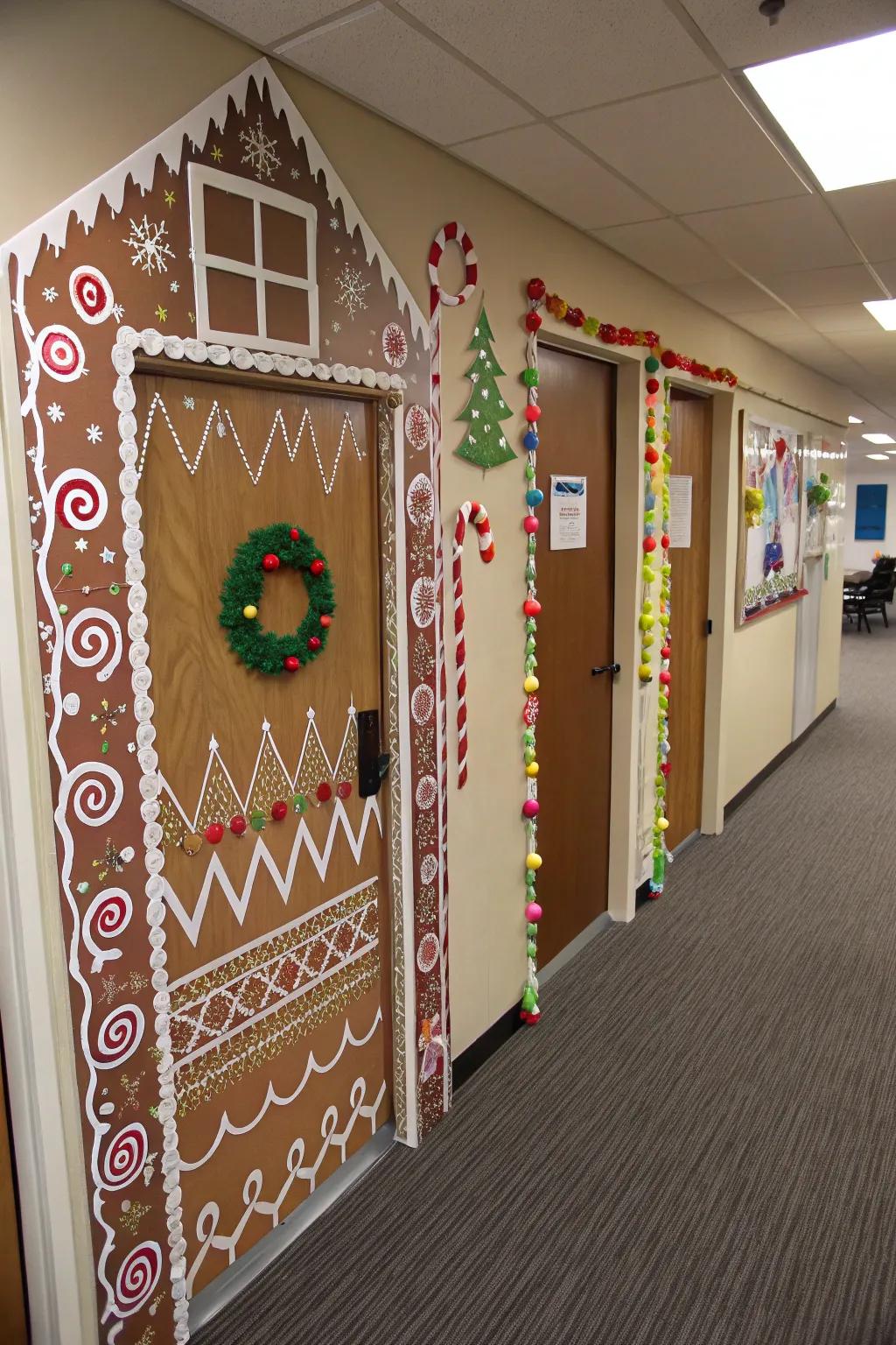 Bring a gingerbread house to your office door.