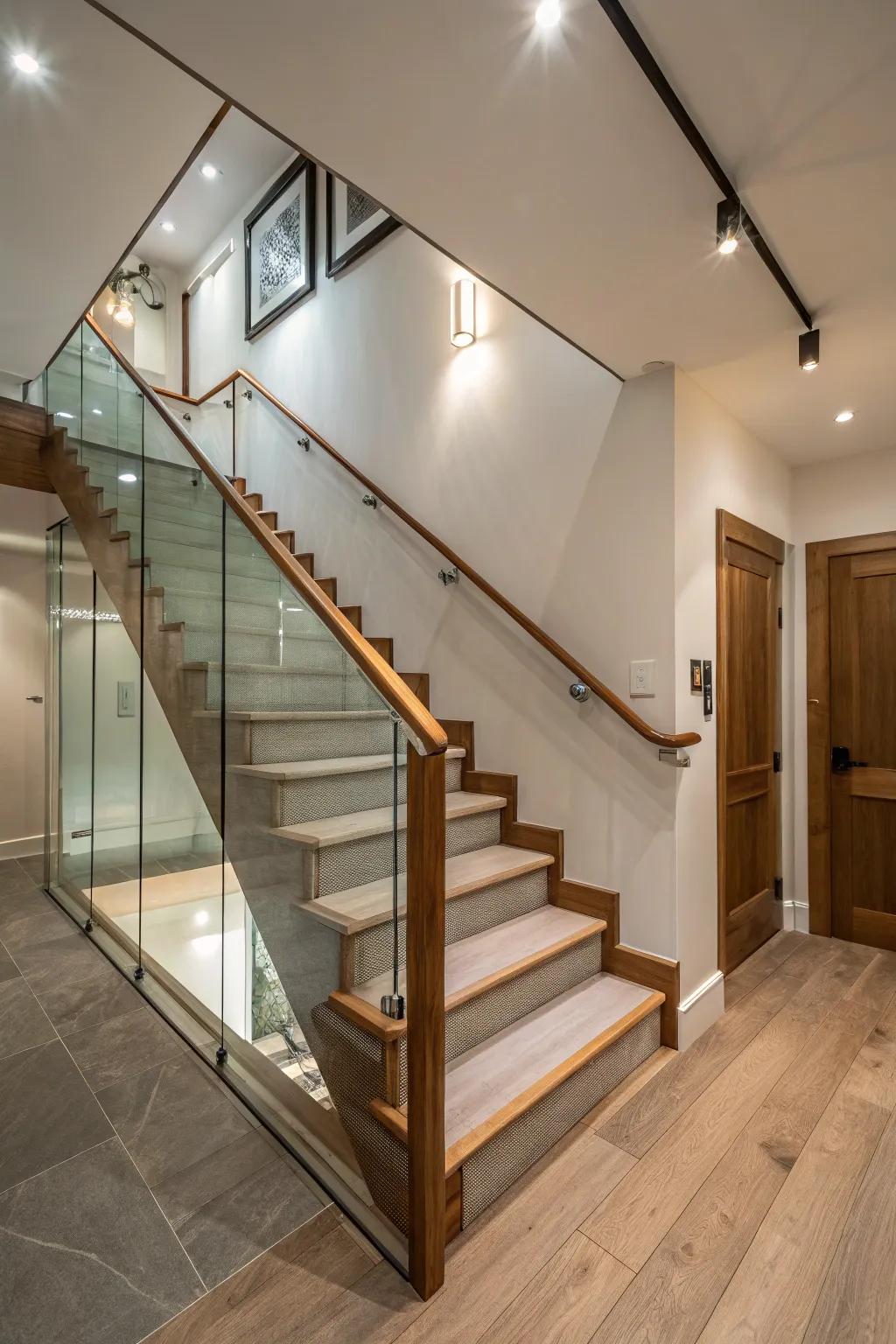 Glass and timber pair beautifully for a sleek yet warm appearance.