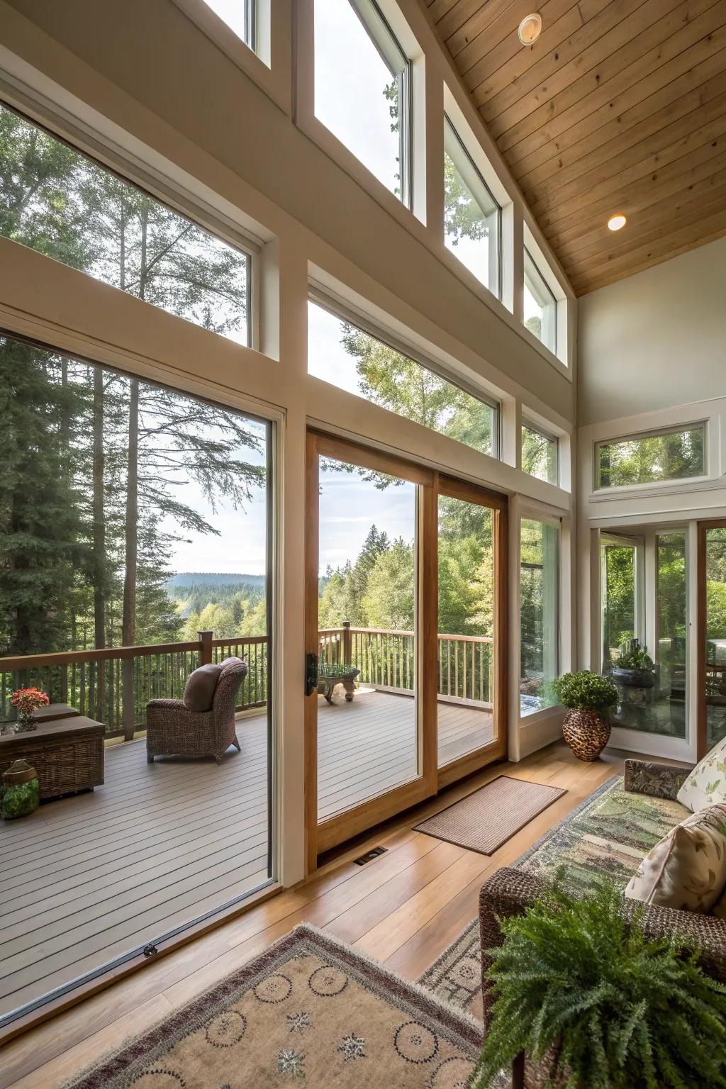 Smooth unification of indoor and outdoor living within an open area.