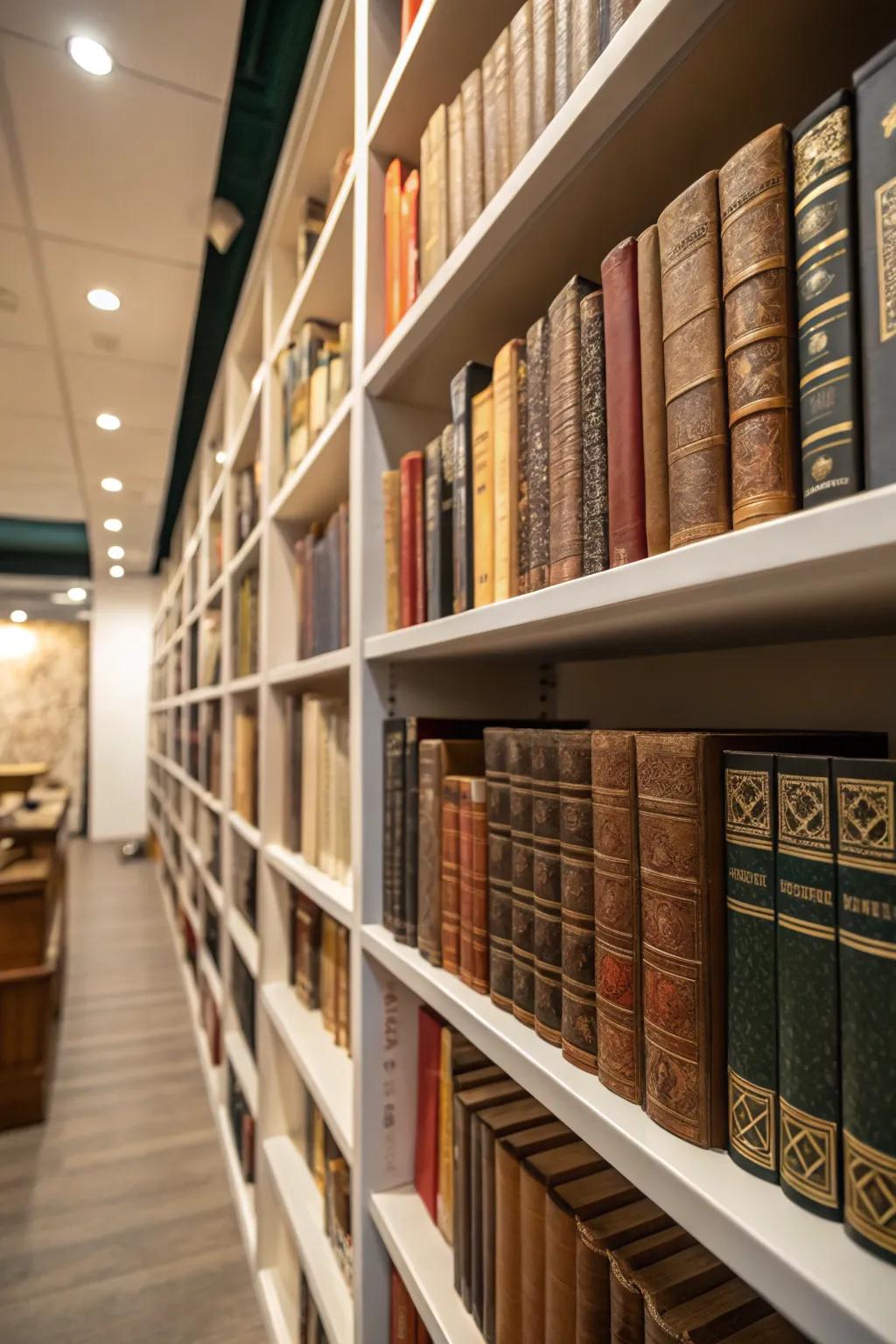 Varied book arrangements increase shelf appeal