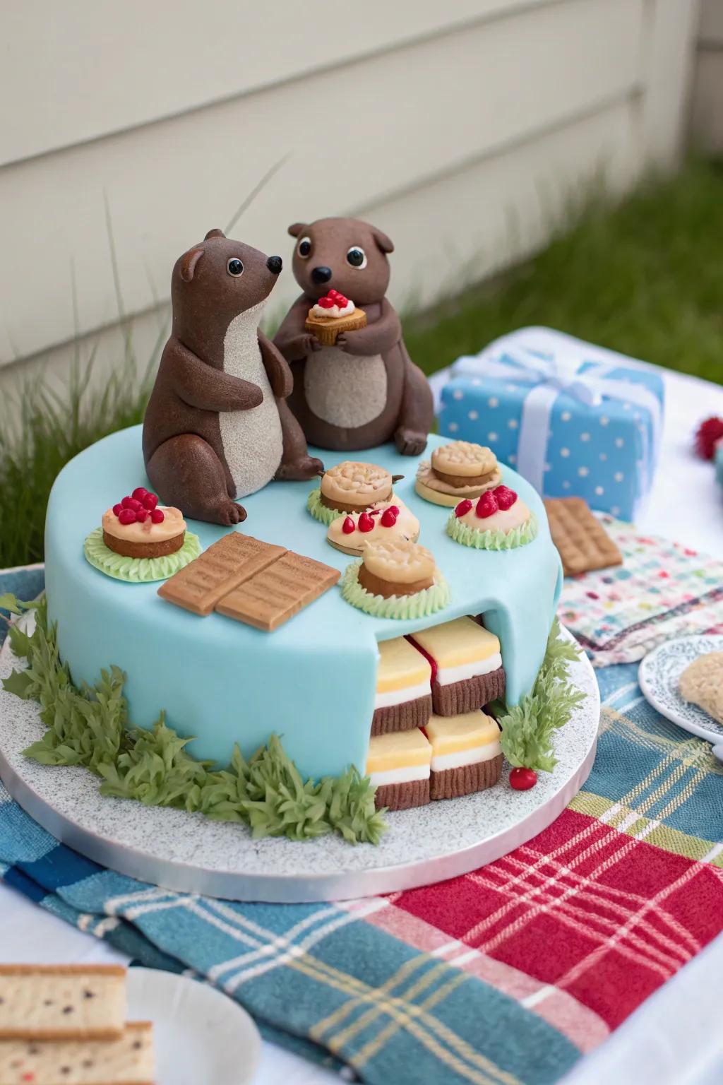 Summon whimsy to your function with an otter repast cake.
