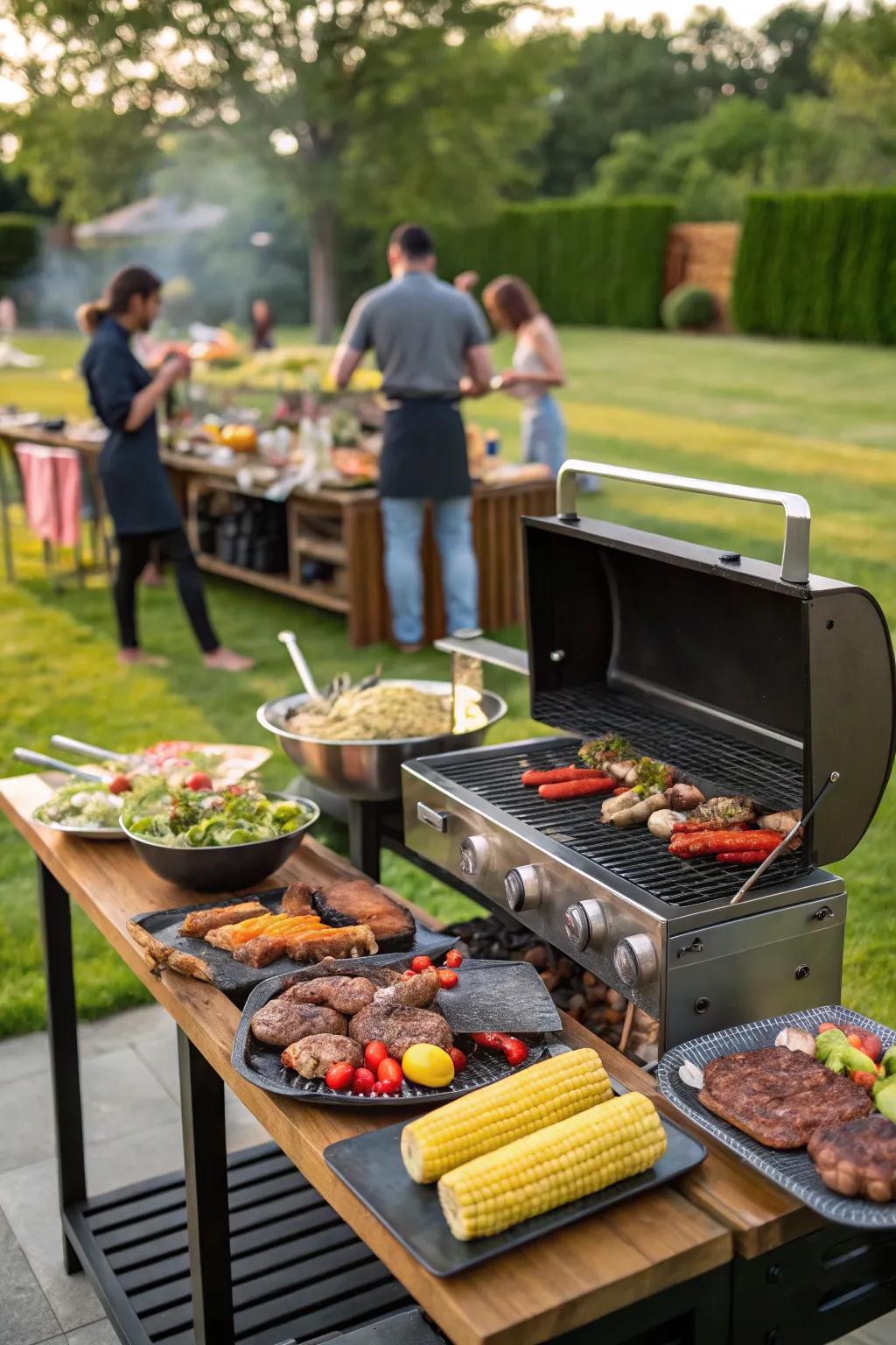 Multiple grills cater to different cooking needs.