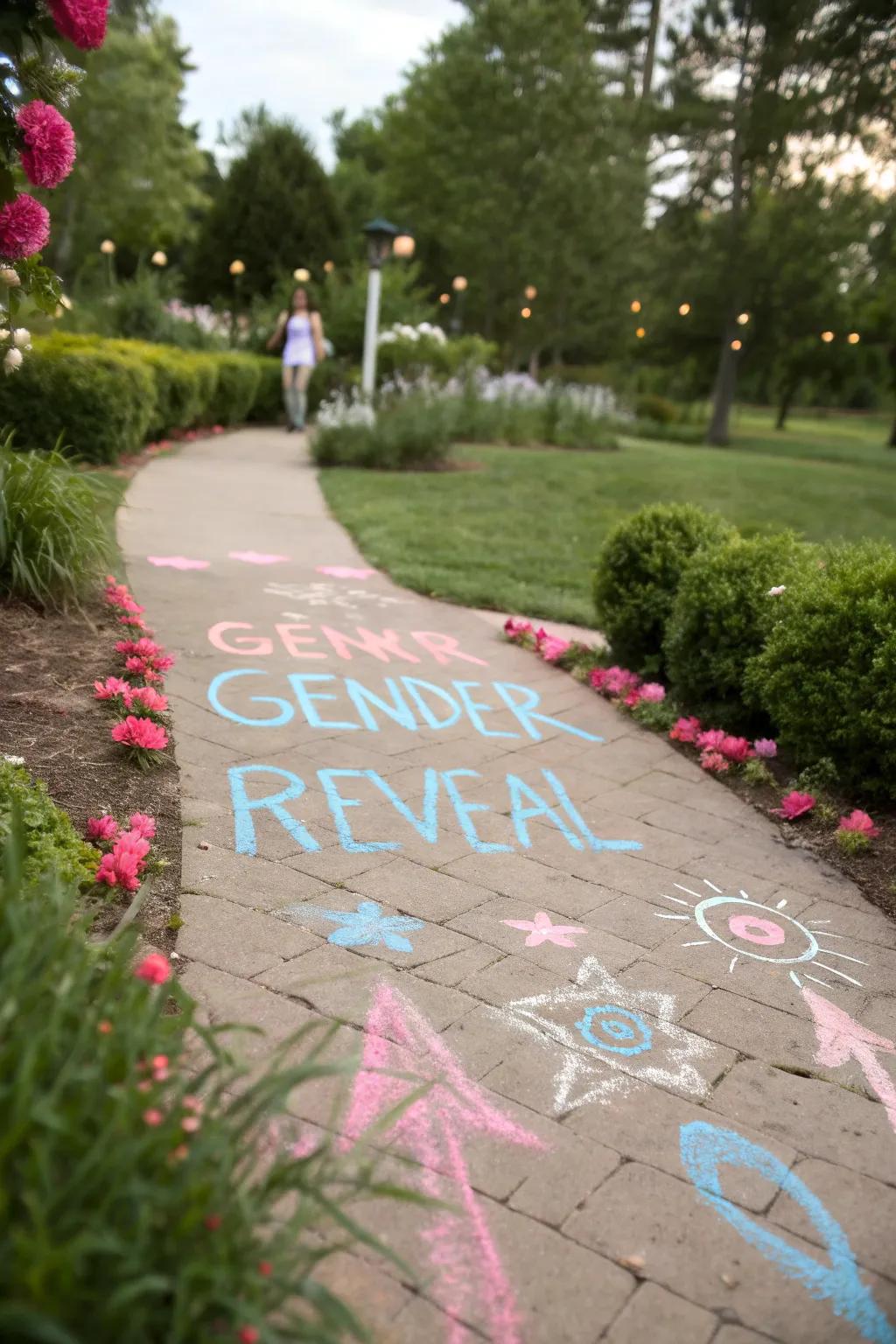 A sidewalk message adds a creative journey.