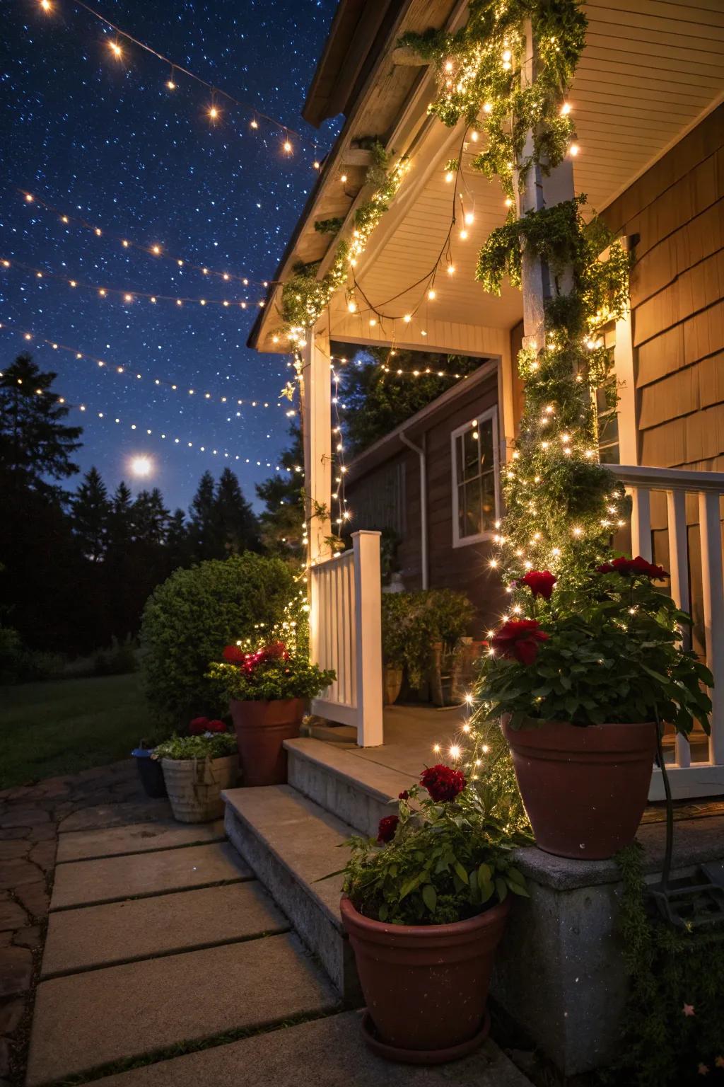 Twinkle lights infuse whimsy and enchantment into your porch.