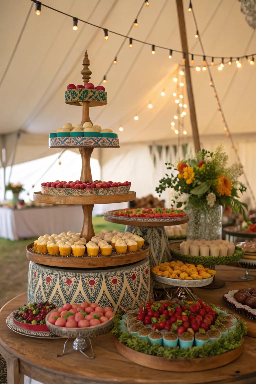 Inventive food arrangements infuse flavor into the decor.