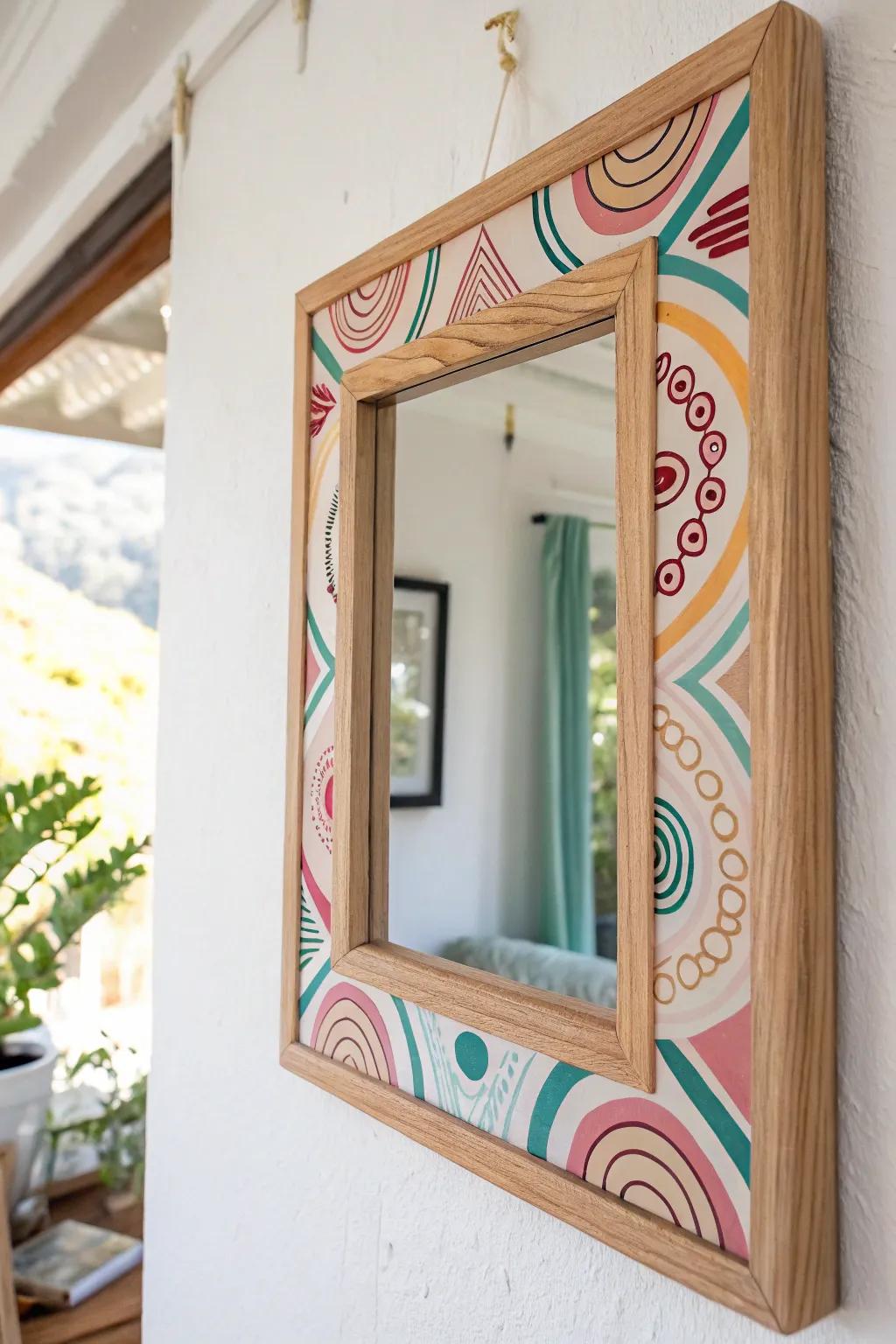 Introduce a playful twist to your hallway with a quirky, painted mirror surround that speaks volumes of style!