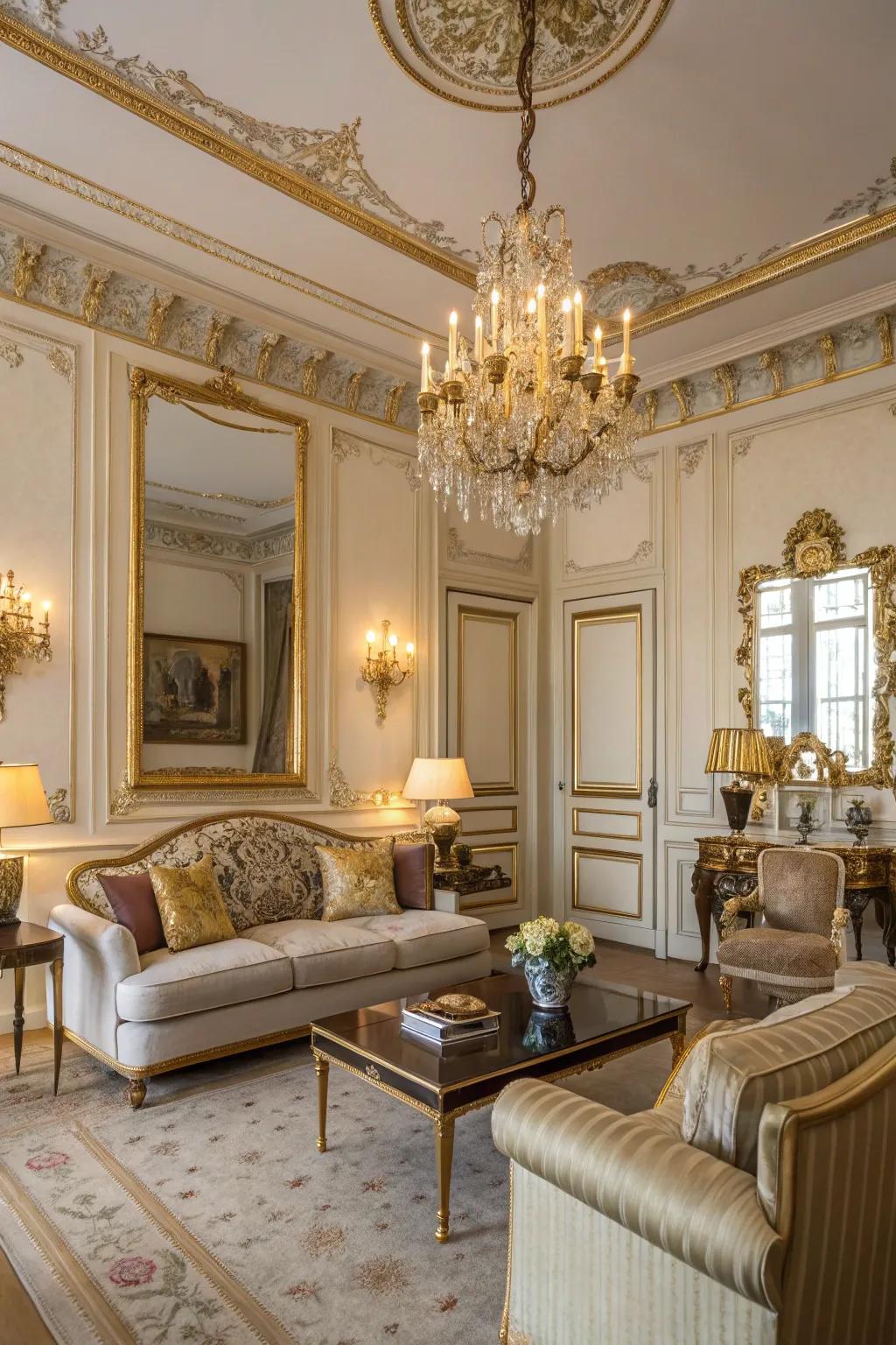 Gold accents lend a sense of luxury.