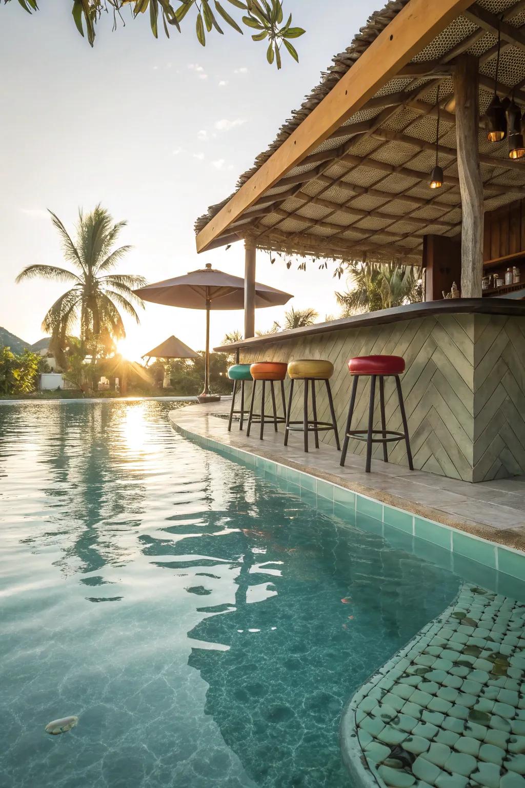 Bring luxury to your pool having a swim-up refreshment area.