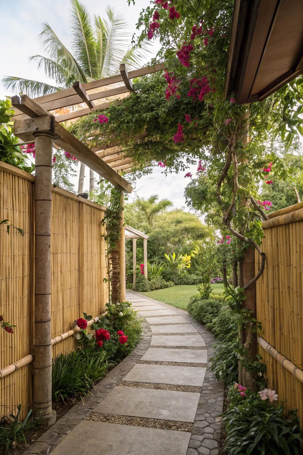 Bamboo walls inject an exotic and eco-conscious component.
