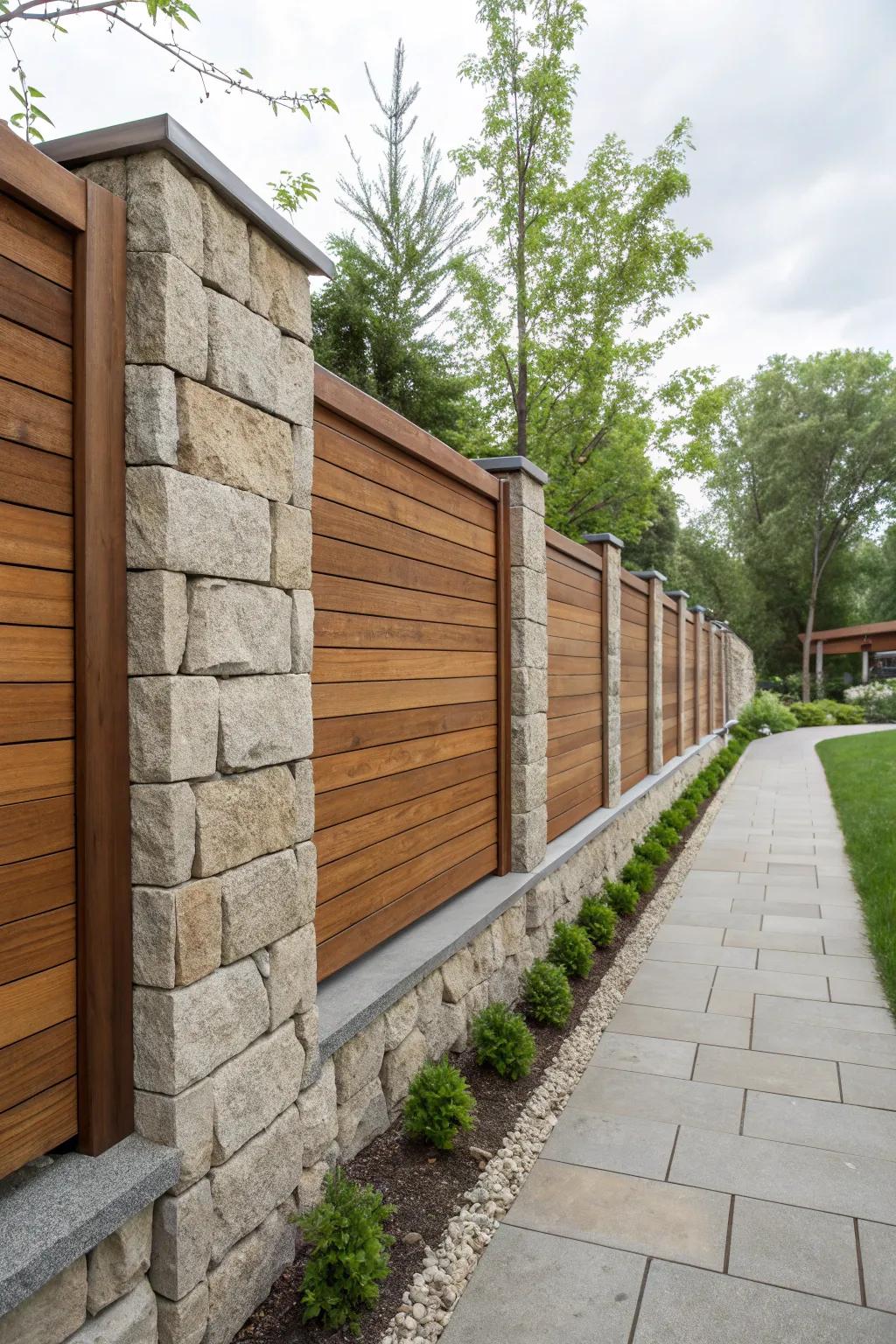 Mixed materials create distinctive and eye-catching walls.