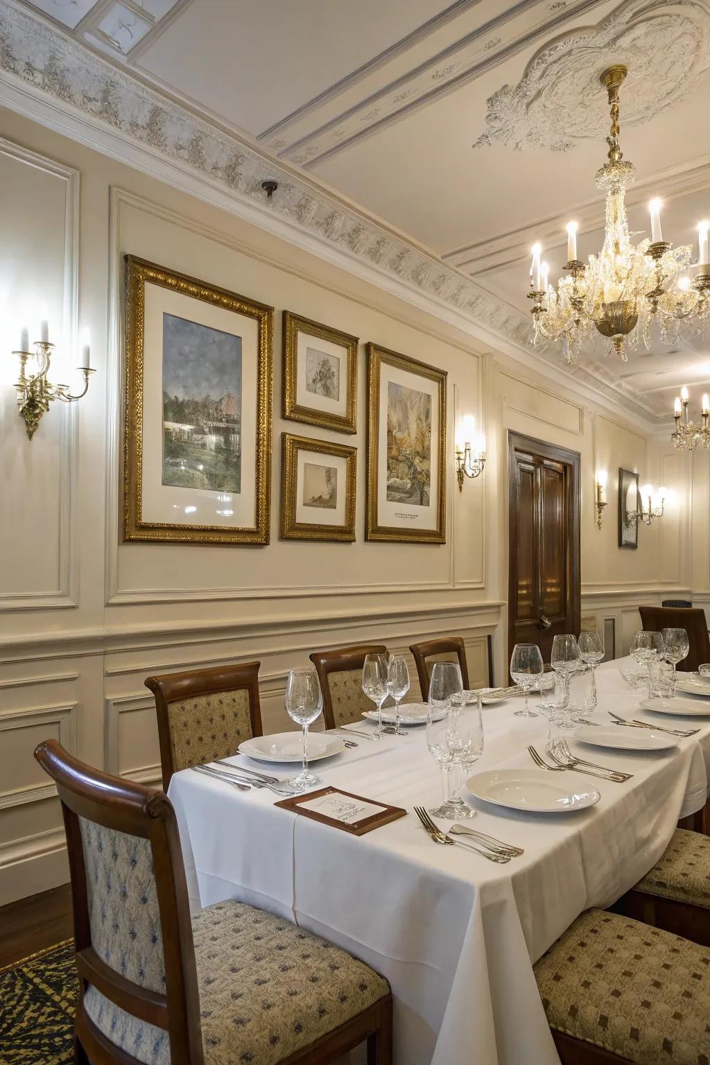 Elevate dining areas through elegant paneling.