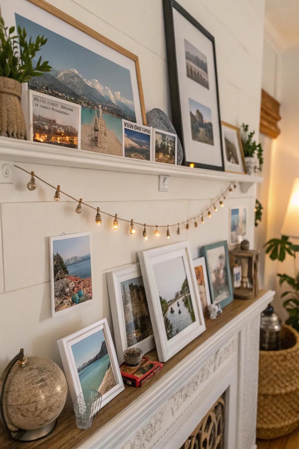 Individualize your shelf with cherished photos for a warm touch.