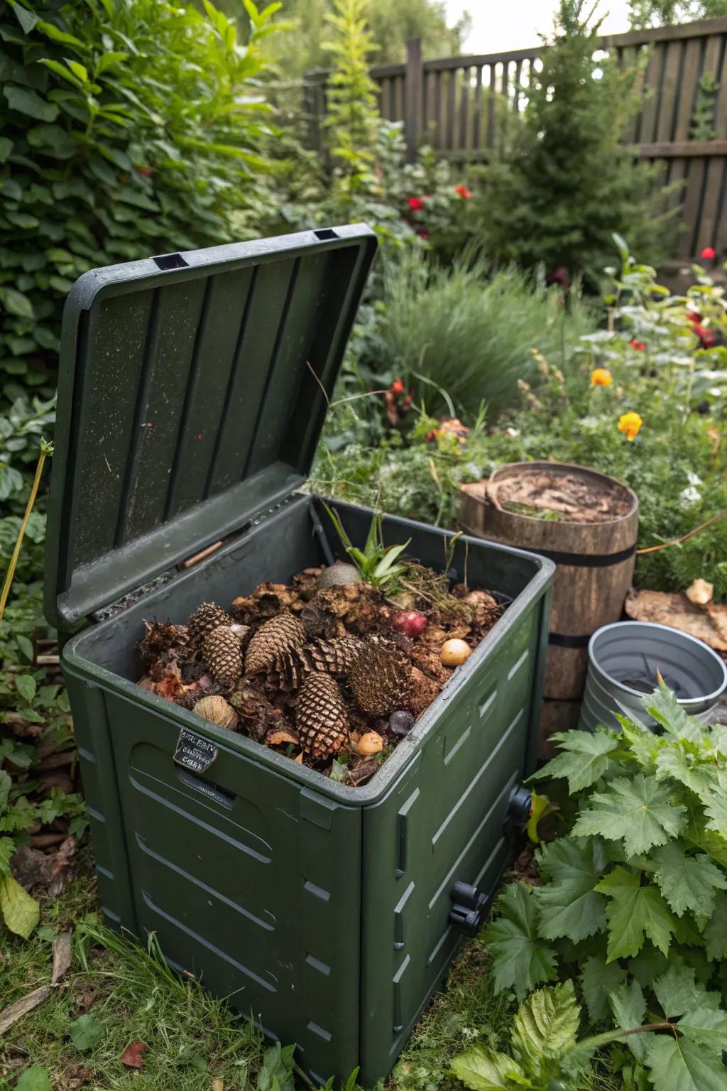 Pinecones contribute as a valuable element in compost.