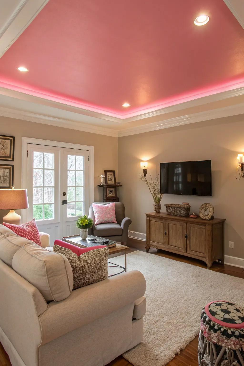 A rose ceiling injects an unforeseen spin to the design.