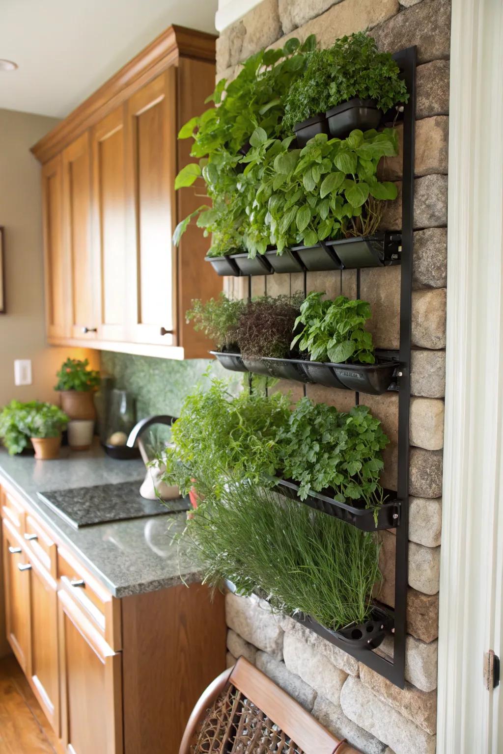 With a vertical herb garden, you can refresh your kitchen.