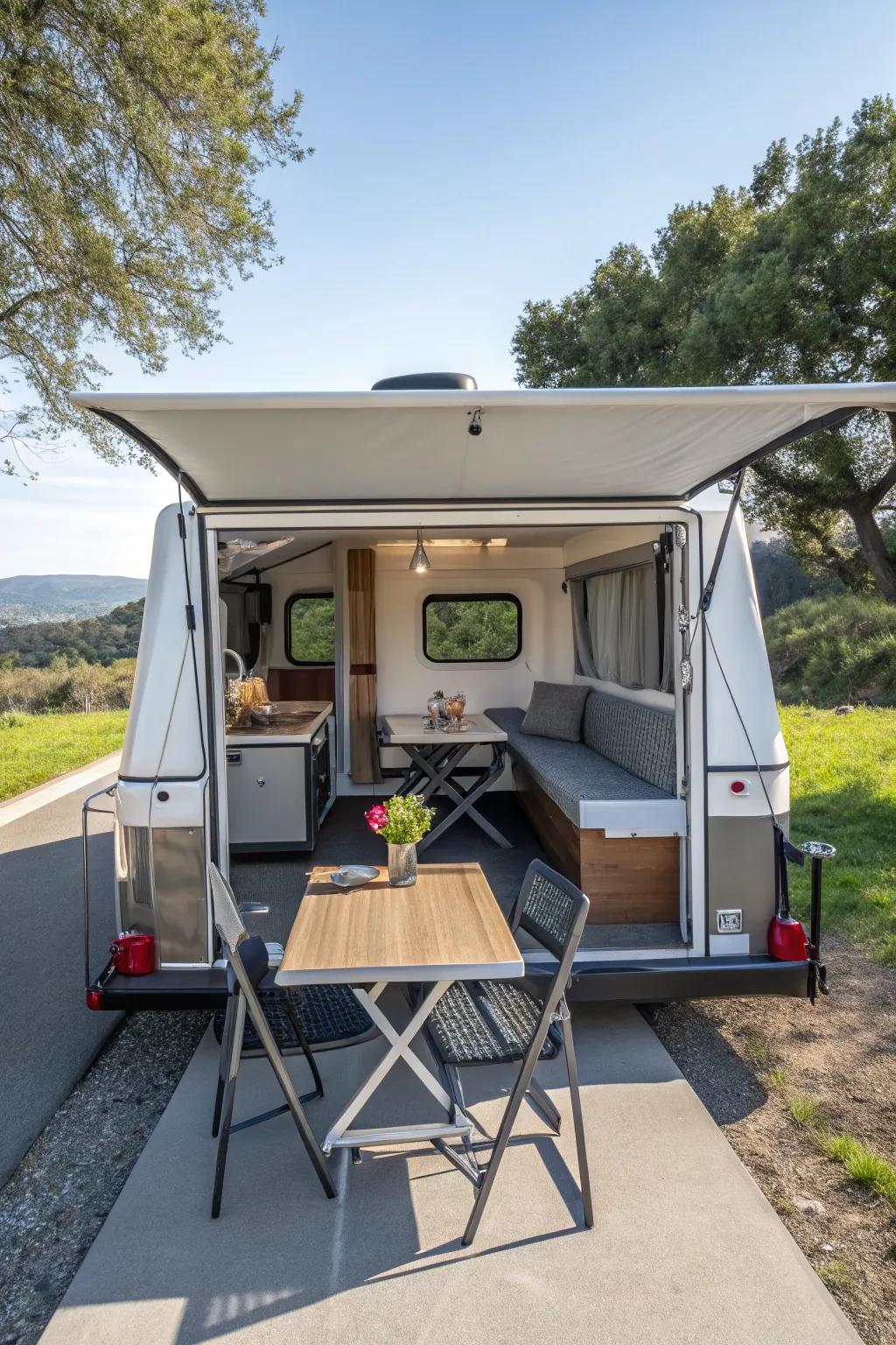 Increase your camper's versatility using multi-functional spaces.