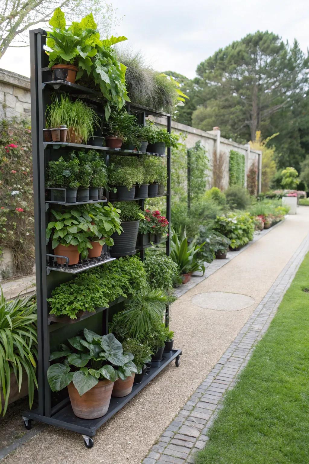 Transportable botanical partitions extend adaptable and verdant privacy solutions.