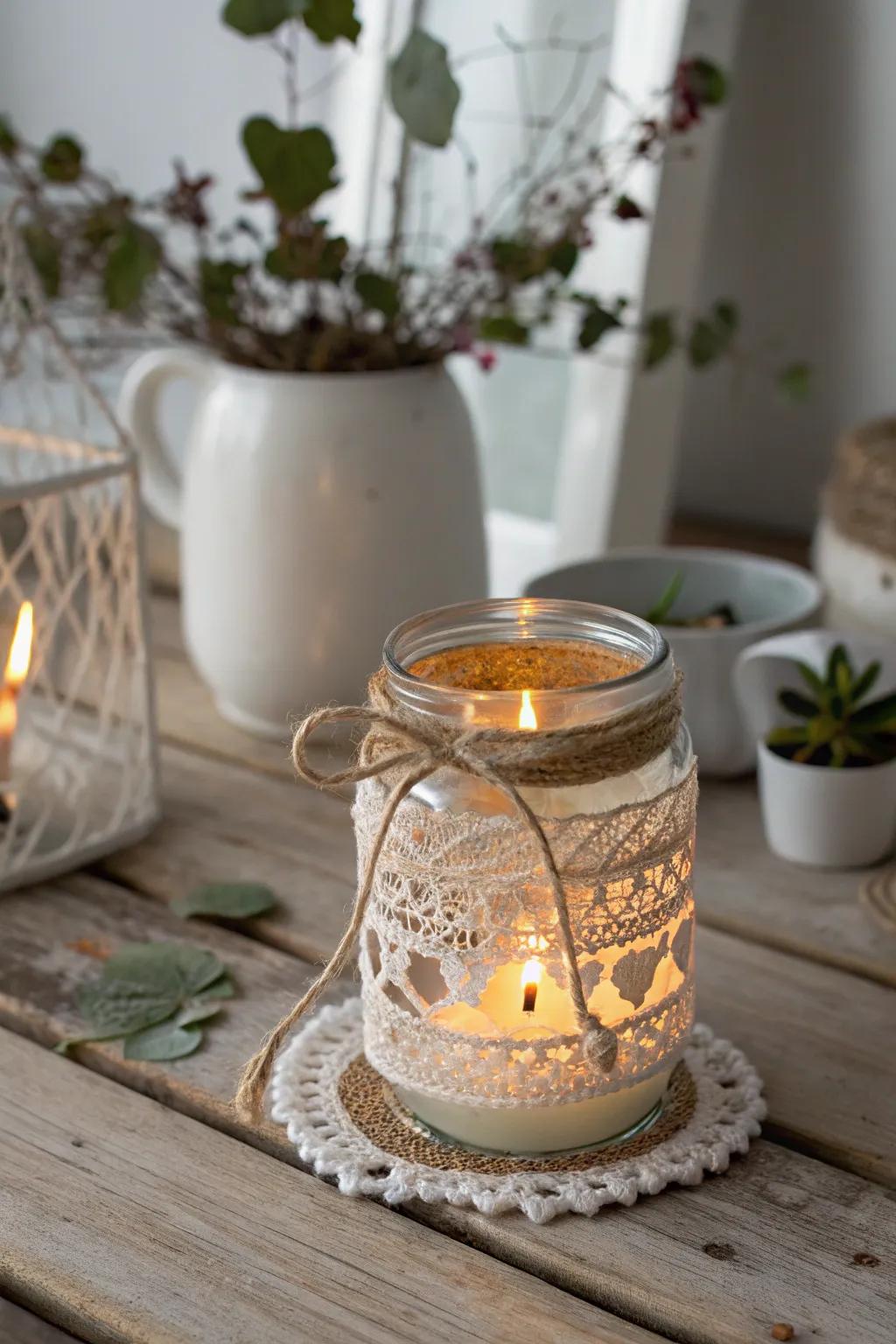 Illuminate your area with handcrafted elegance: Upcycled Container Lights for a cozy, subtle glow.