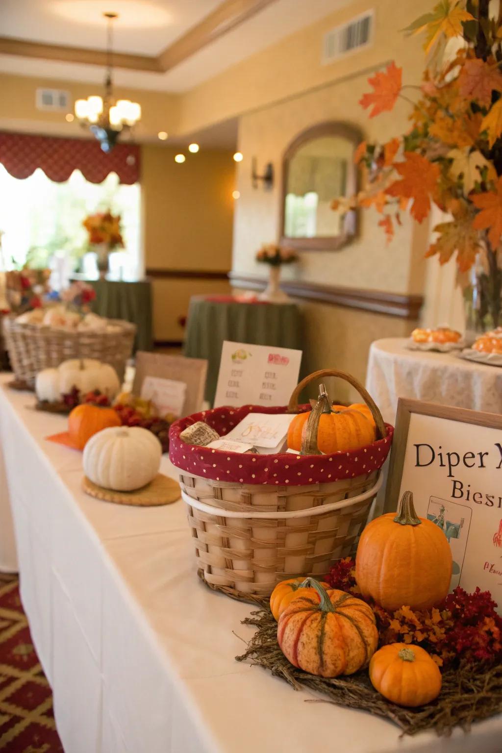 A fun nappy raffle featuring pumpkin-themed prizes.