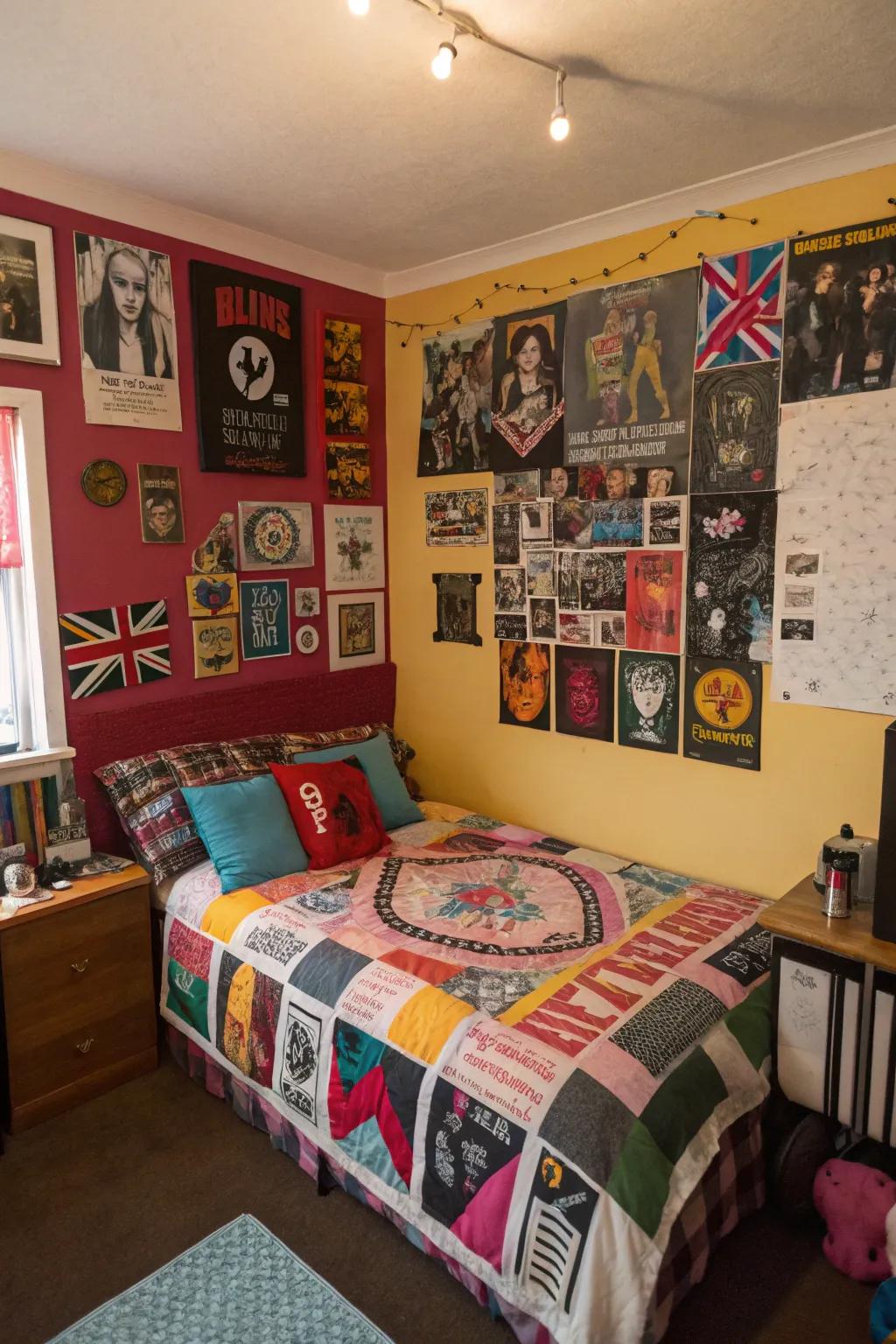 Craft a tailored appearance with a DIY patchwork of fabric and memorabilia.