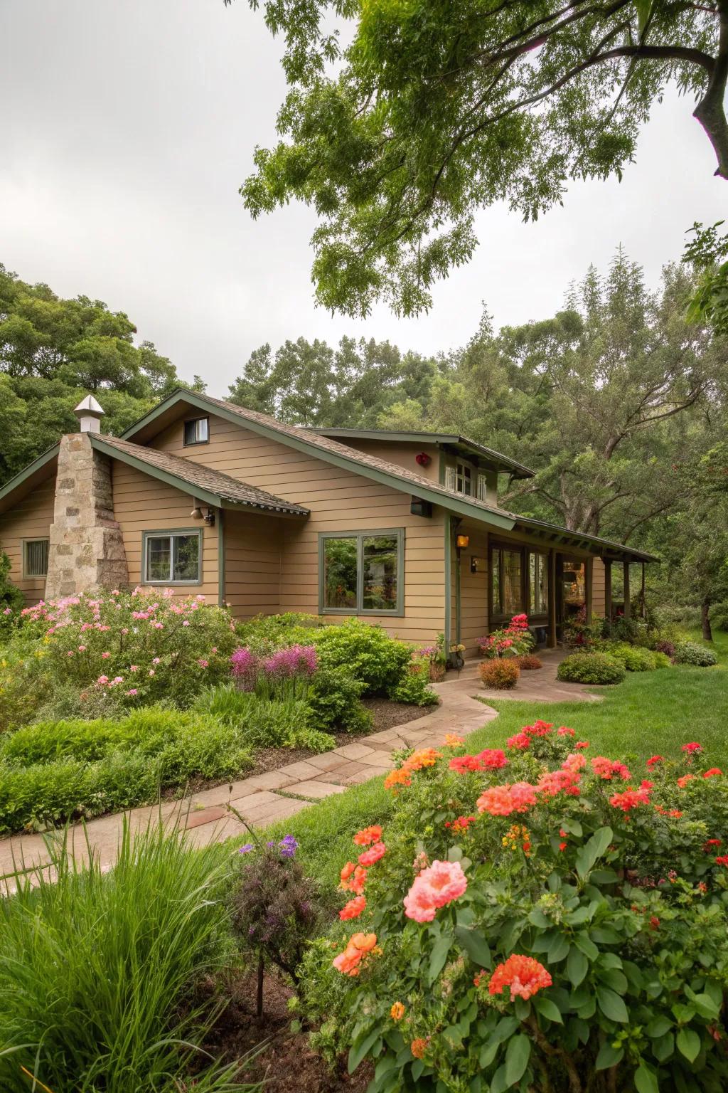 Earthy tones create a serene and grounded exterior.