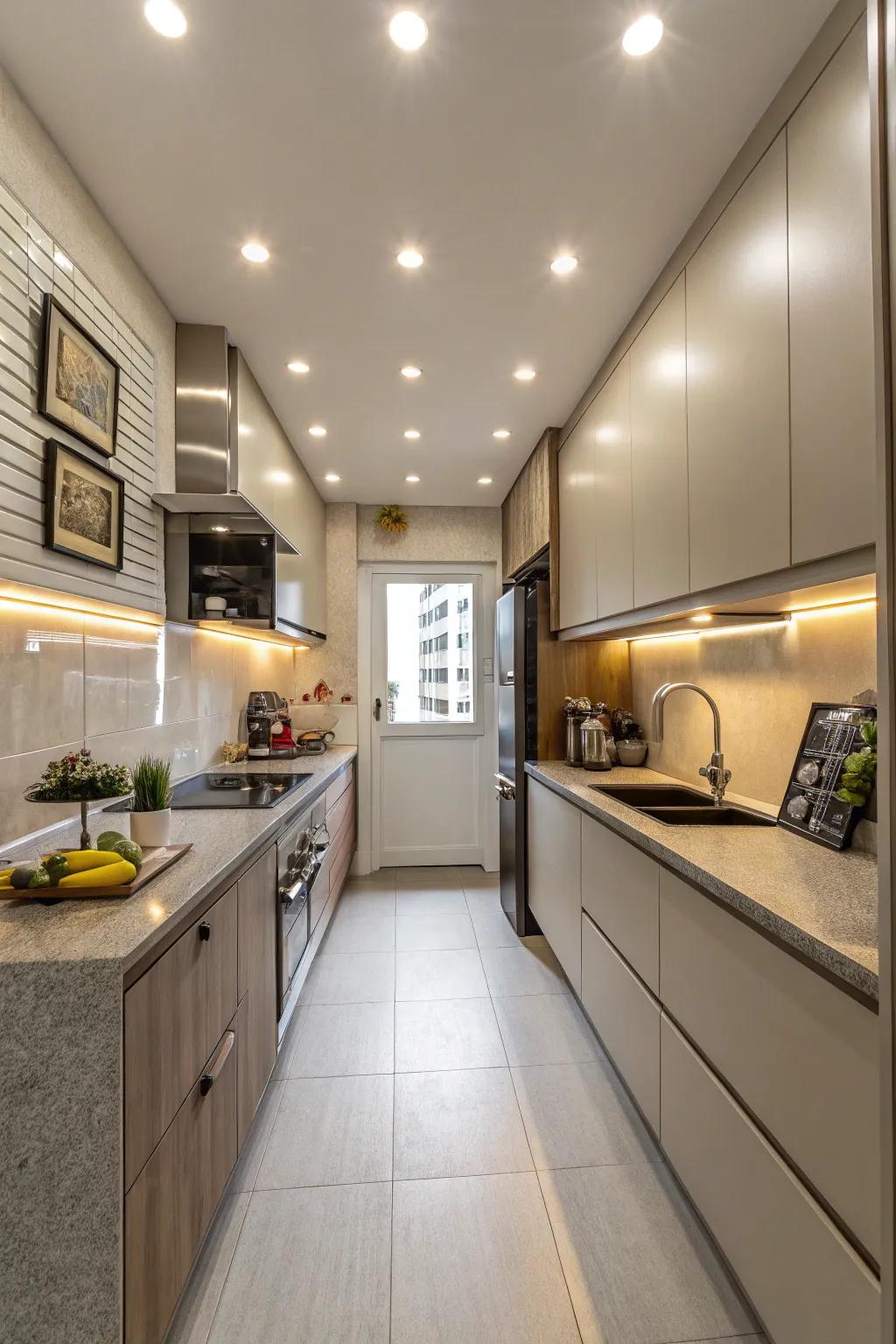 Balanced lighting fosters harmony in the kitchen.